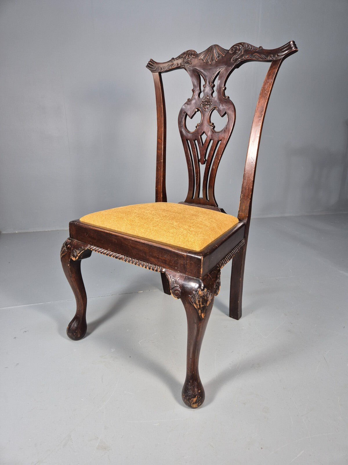 4 Antique Chippendale Revival Mahogany Dining Chairs 1900s EB9480 VDIN - UKDK FURNITURE