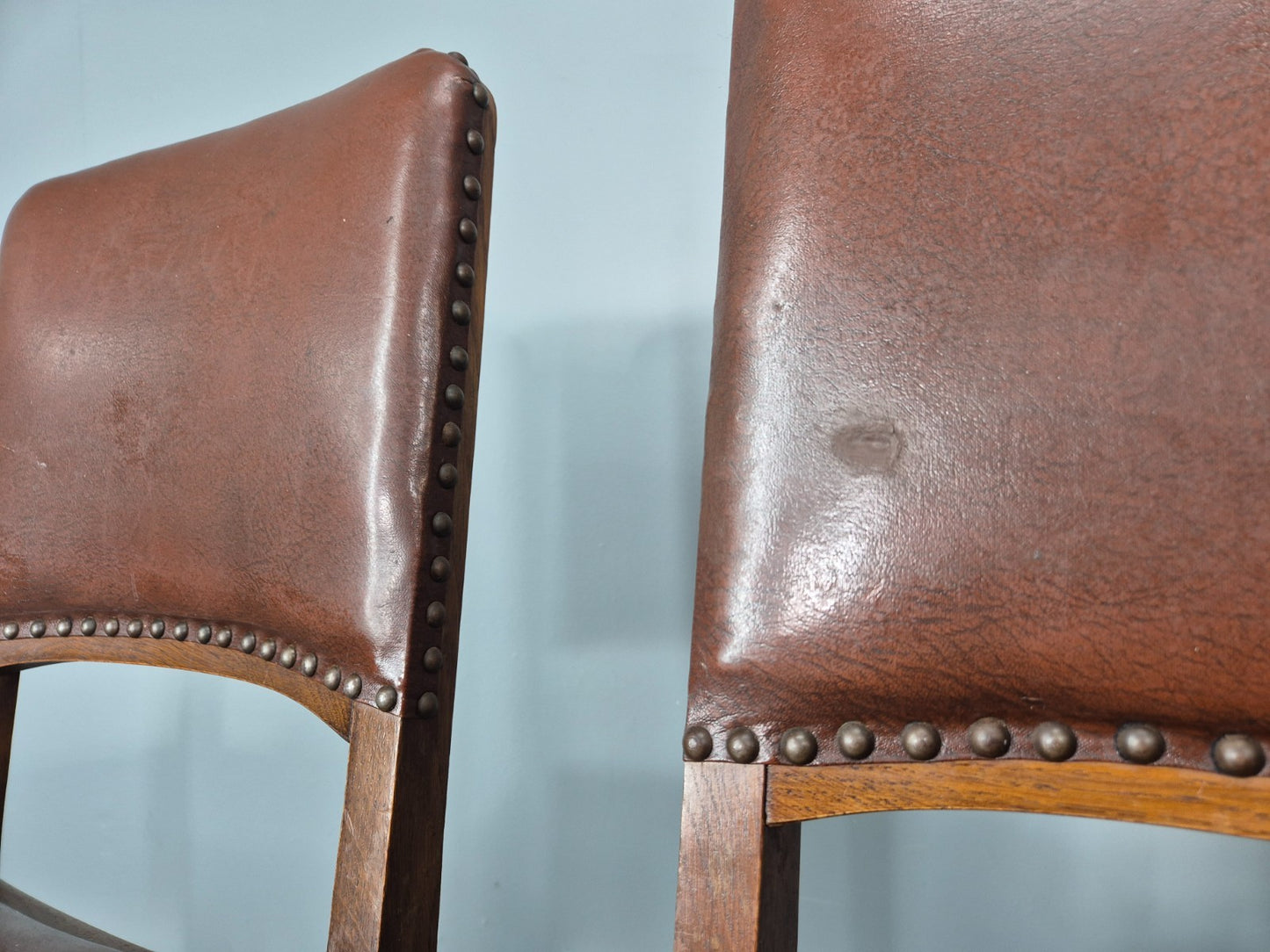 4 1930s Dining Chairs Oak and Rexine British EB11010 VDIN15