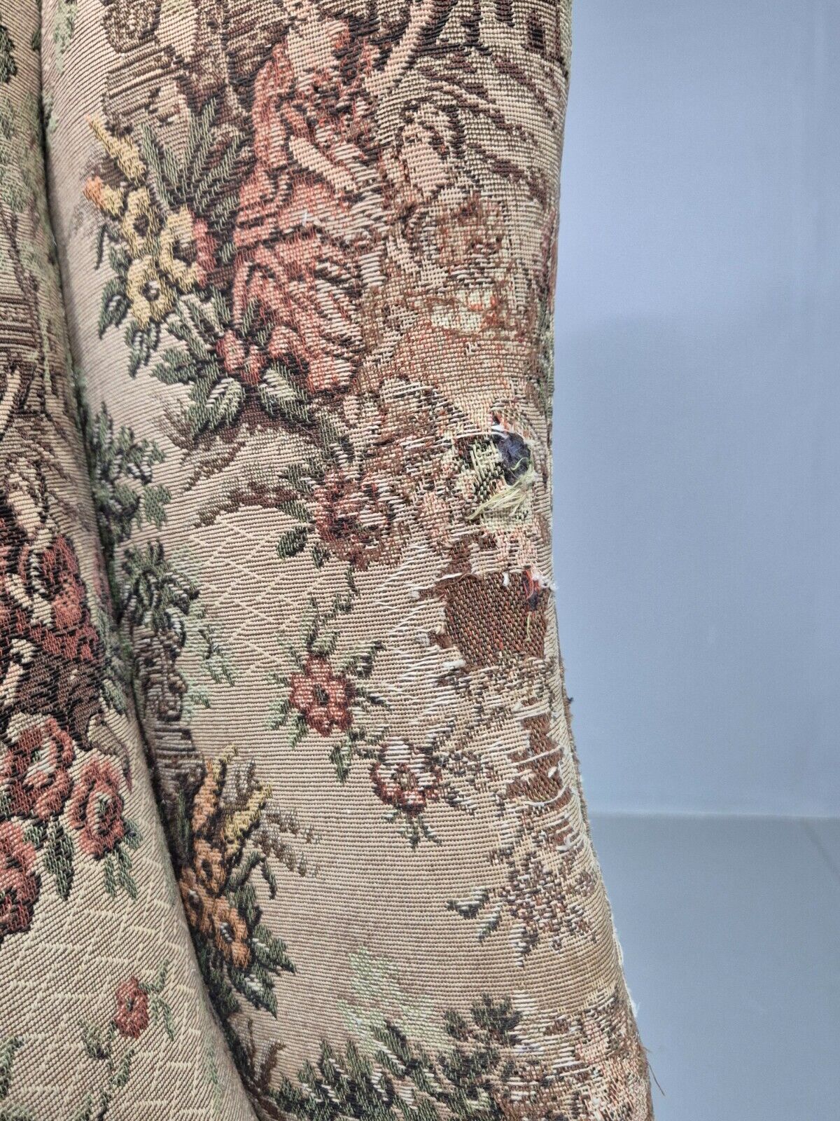 Vintage Wing Back Rocking Chair Floral Upholstery Beech Frame 1950s EB7936 MNOR - UKDK FURNITURE