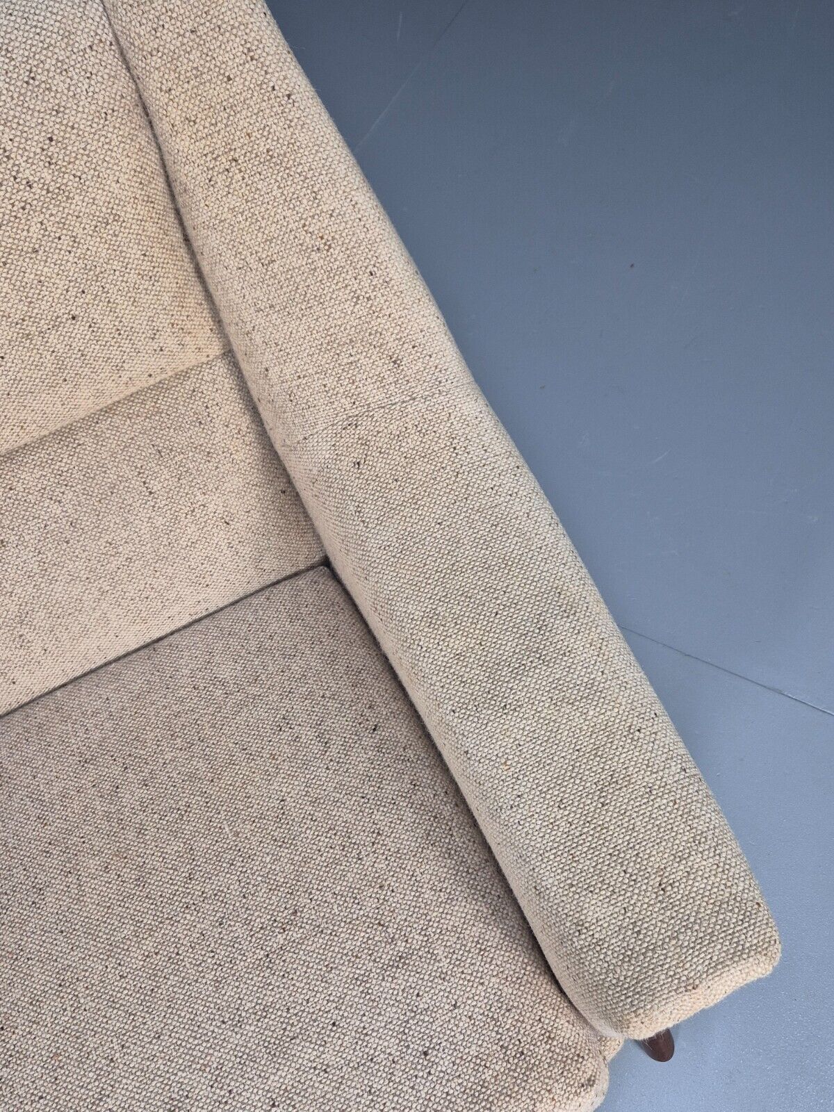 Midcentury Danish Arm Chair Oatmeal Wool Fabric Vintage Seating EB8880 MNOR - UKDK FURNITURE
