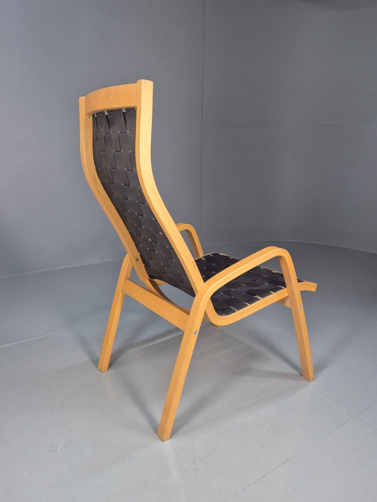 Vintage Danish Lounge Chair Black Canvas Bentwood Aalto Style Retro EB8516 MBEN - UKDK FURNITURE