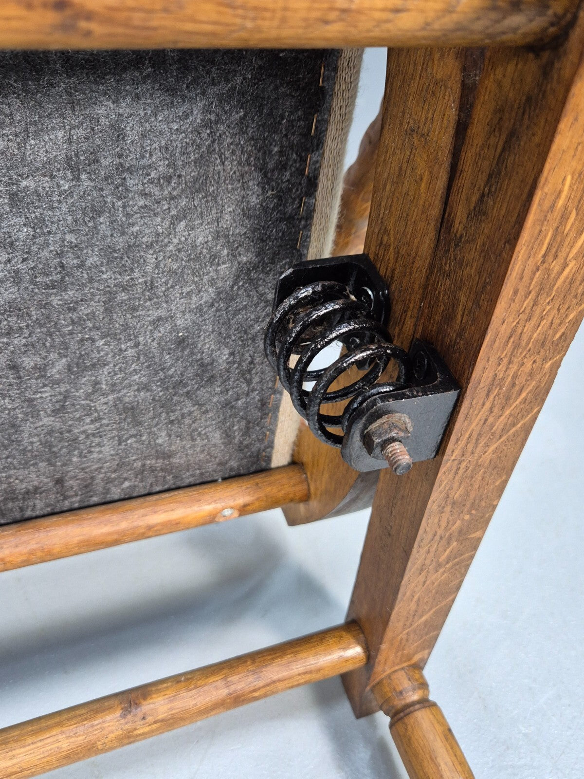 Vintage Childs American Style Rocking Chair Oak and Stripe Wool EB9577 MNOR - UKDK FURNITURE