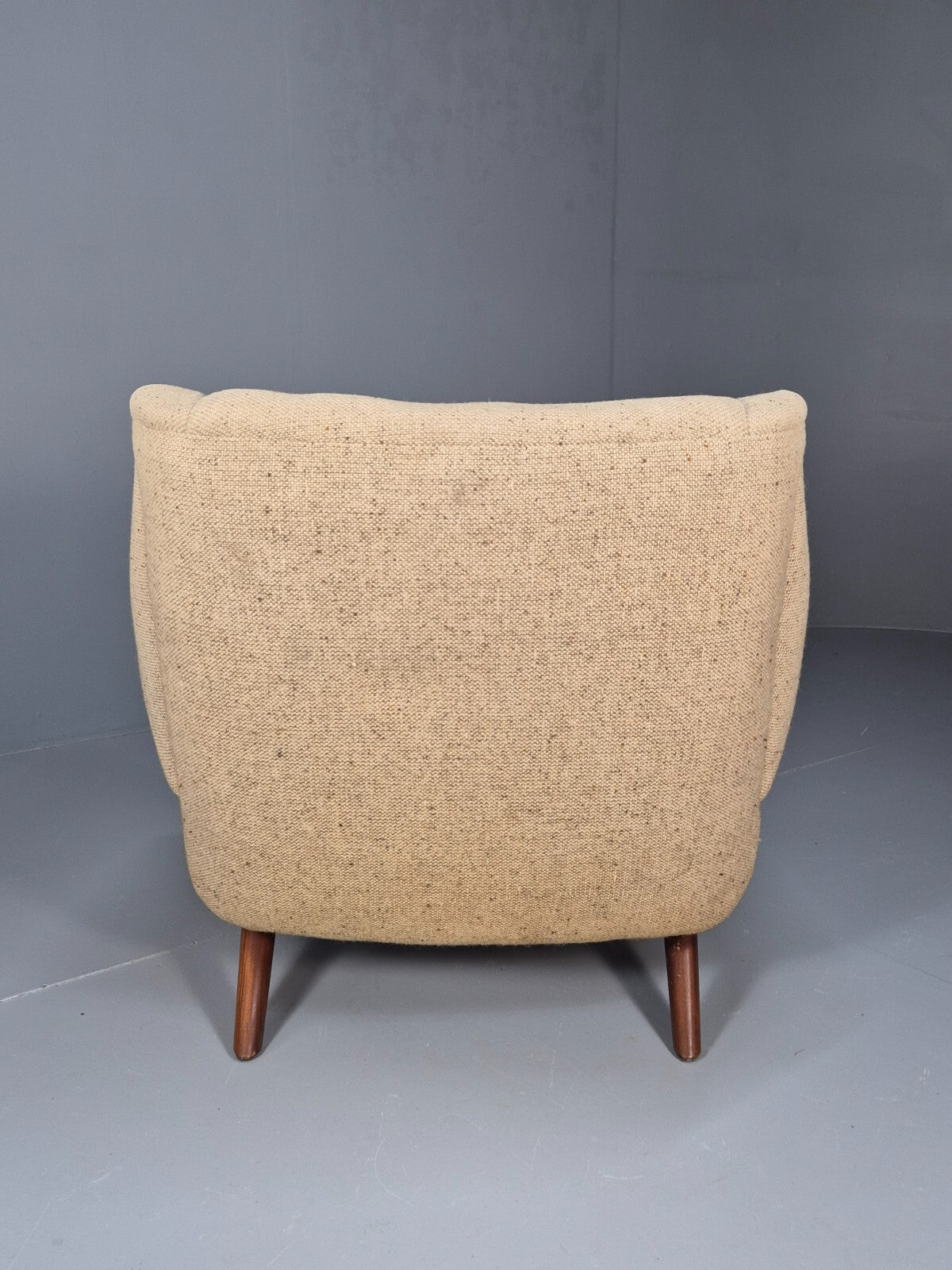 Midcentury Danish Arm Chair Oatmeal Wool Fabric Vintage Seating EB8880 MNOR - UKDK FURNITURE