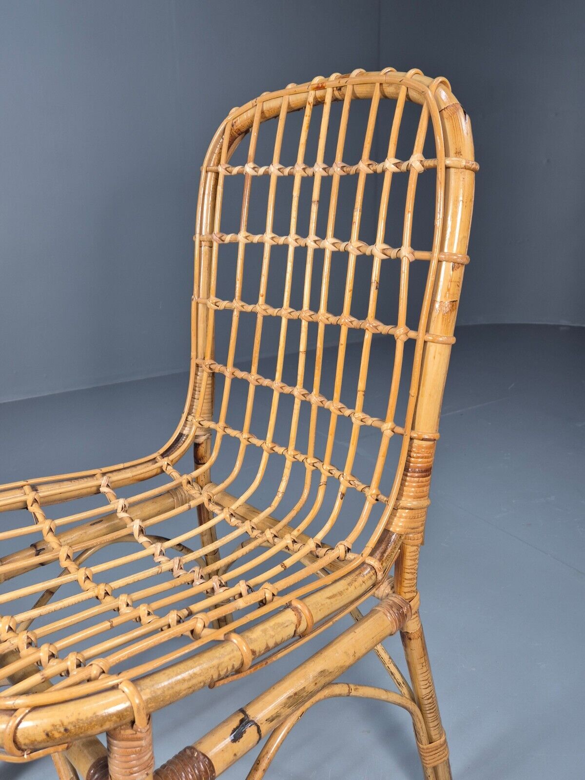 Vintage Cane Occasional Chair Retro Seating Dining Chair EB8871 VDIN - UKDK FURNITURE