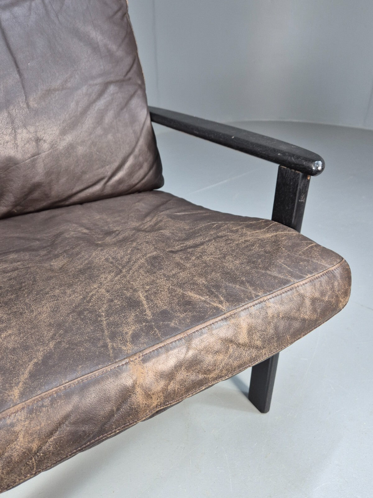Vintage Danish Lounge Chair Brown Leather Beech Frame 1960s Retro EB8965 MNOR - UKDK FURNITURE
