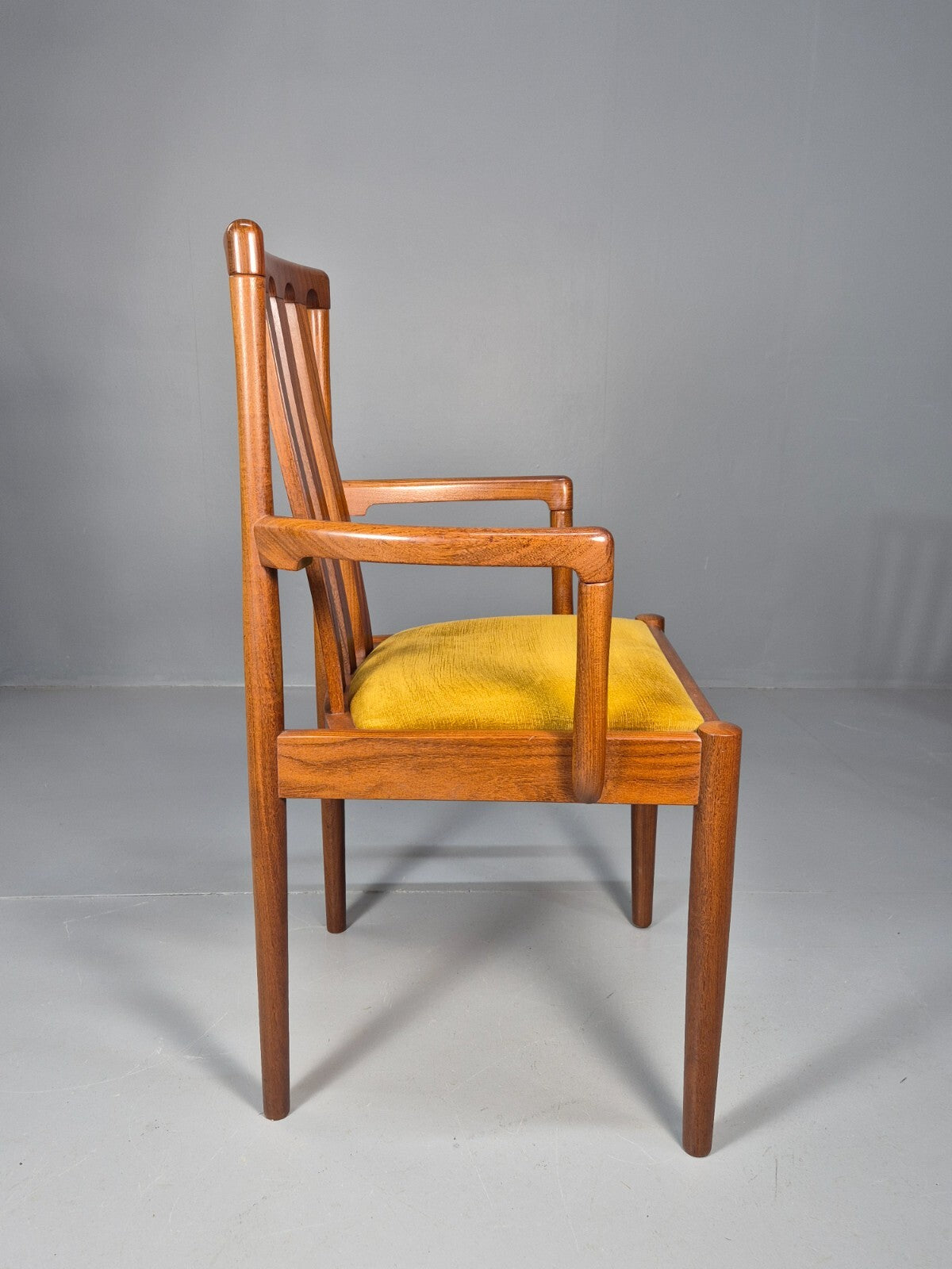 10 Vintage Meredew Teak Dining Chairs Gold Velour Upholstery 1970s EB9411 MDIN - UKDK FURNITURE