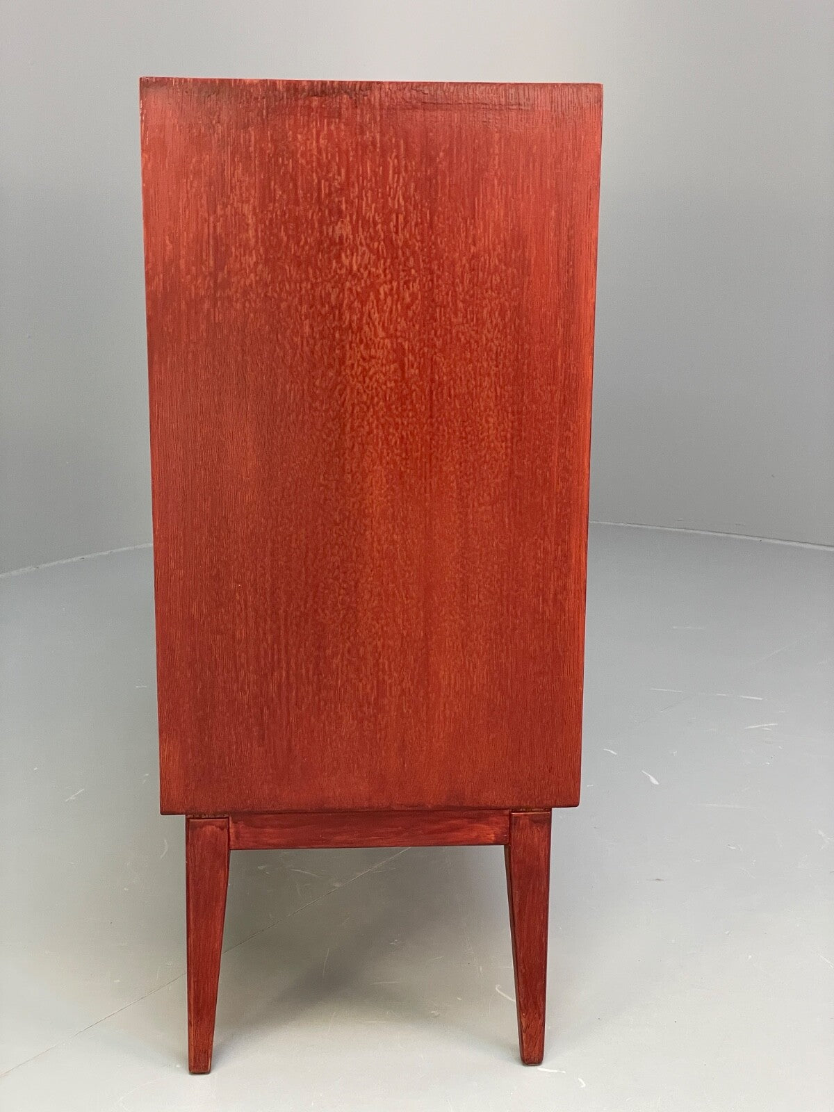 Vintage 1960s Oak Bookcase Red Stained Glazed Front Adjustable Shelf EB9763 MWOO - UKDK FURNITURE