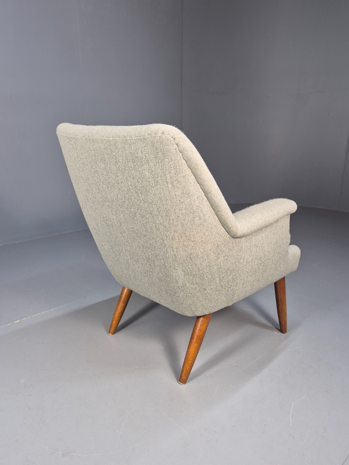 Mid Century Danish Chair Light Mint Grey Wool Oak Legs Vintage MNOR - UKDK FURNITURE