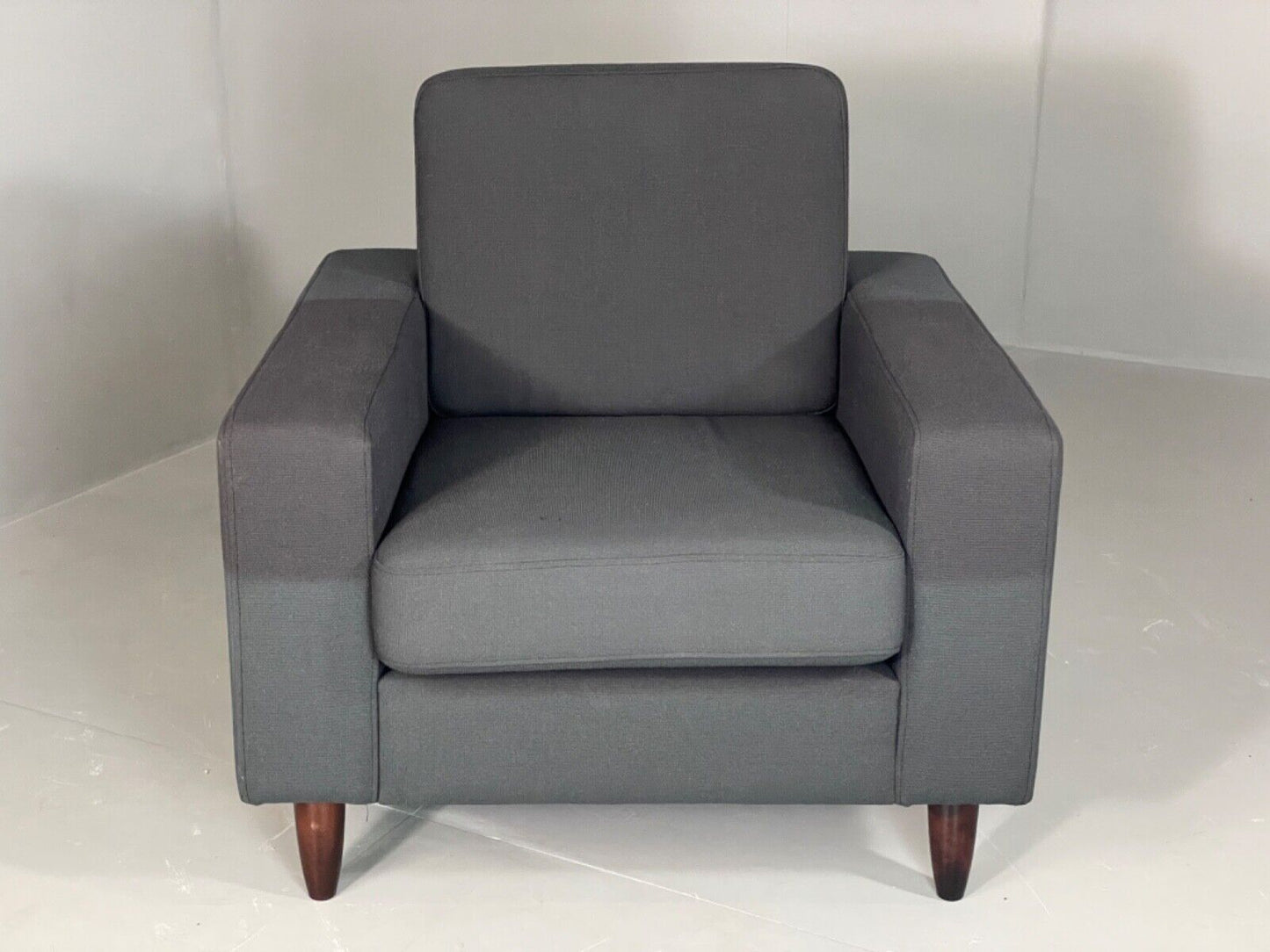 Vintage Danish Lounge Chair by Hurup Slate Grey Fabric Retro MCM EB6116 MNOR - UKDK FURNITURE