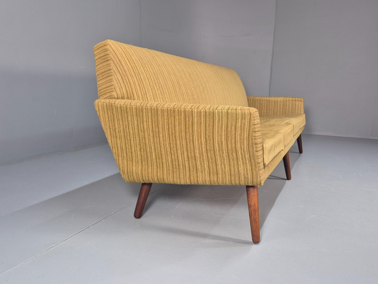 Danish 1960s 4 Seat Sofa Green Wool Teak Legs Retro Mid Century EB9746 M4SS - UKDK FURNITURE