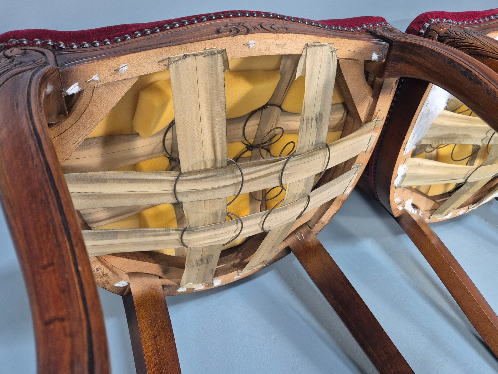 4 Rococo Saloon Chairs Vintage Reproductions Red Velour 1980s EB10691 VDIN12