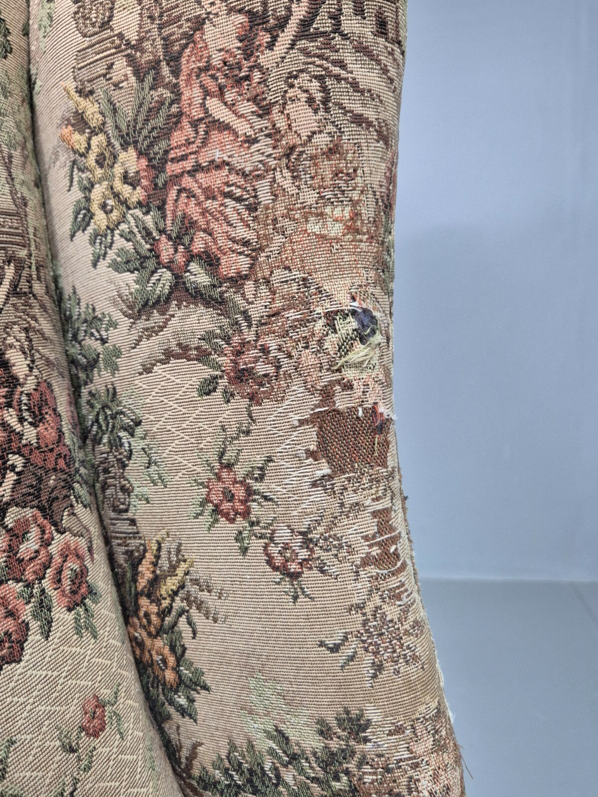 Vintage Wing Back Rocking Chair Floral Upholstery Beech Frame 1950s EB7936 MNOR - UKDK FURNITURE