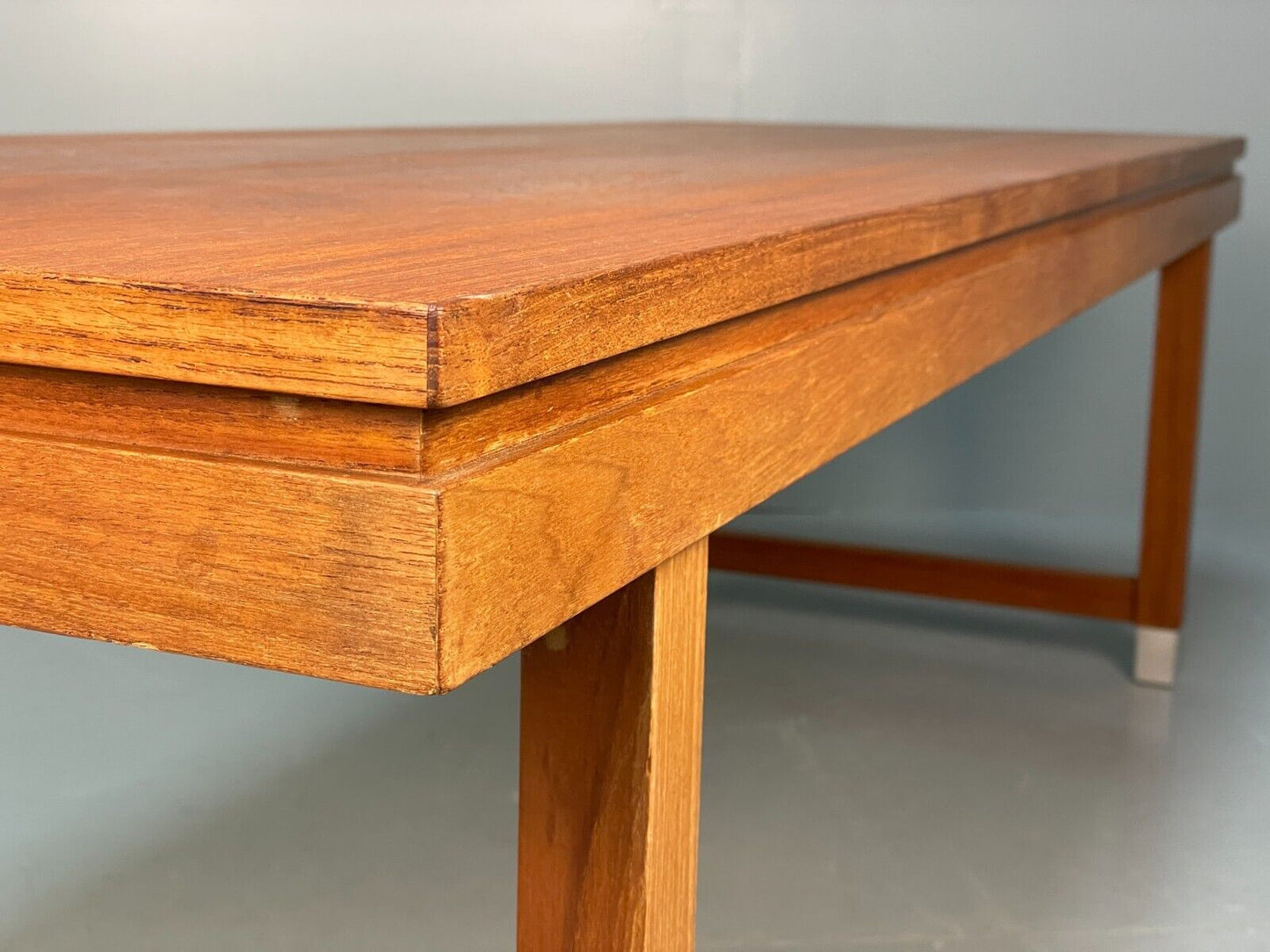 Midcentury Danish Teak Rectangular Coffee Table With Metal Feet EB8672 MWOO - UKDK FURNITURE