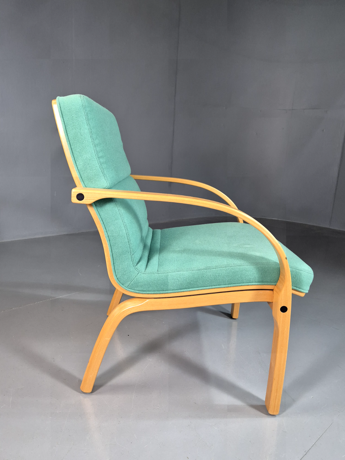 Vintage Danish Lounge Chair Mint Wool Bentwood 1980s Retro EB7217 MBEN - UKDK FURNITURE