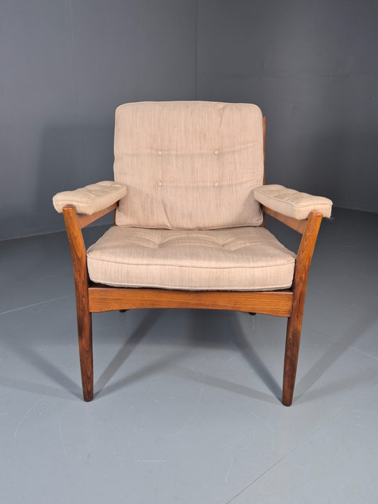 Vintage Gotte Lounge Chair 1970s Swedish Cream Cloth Retro MCM EB11332 MNOR1