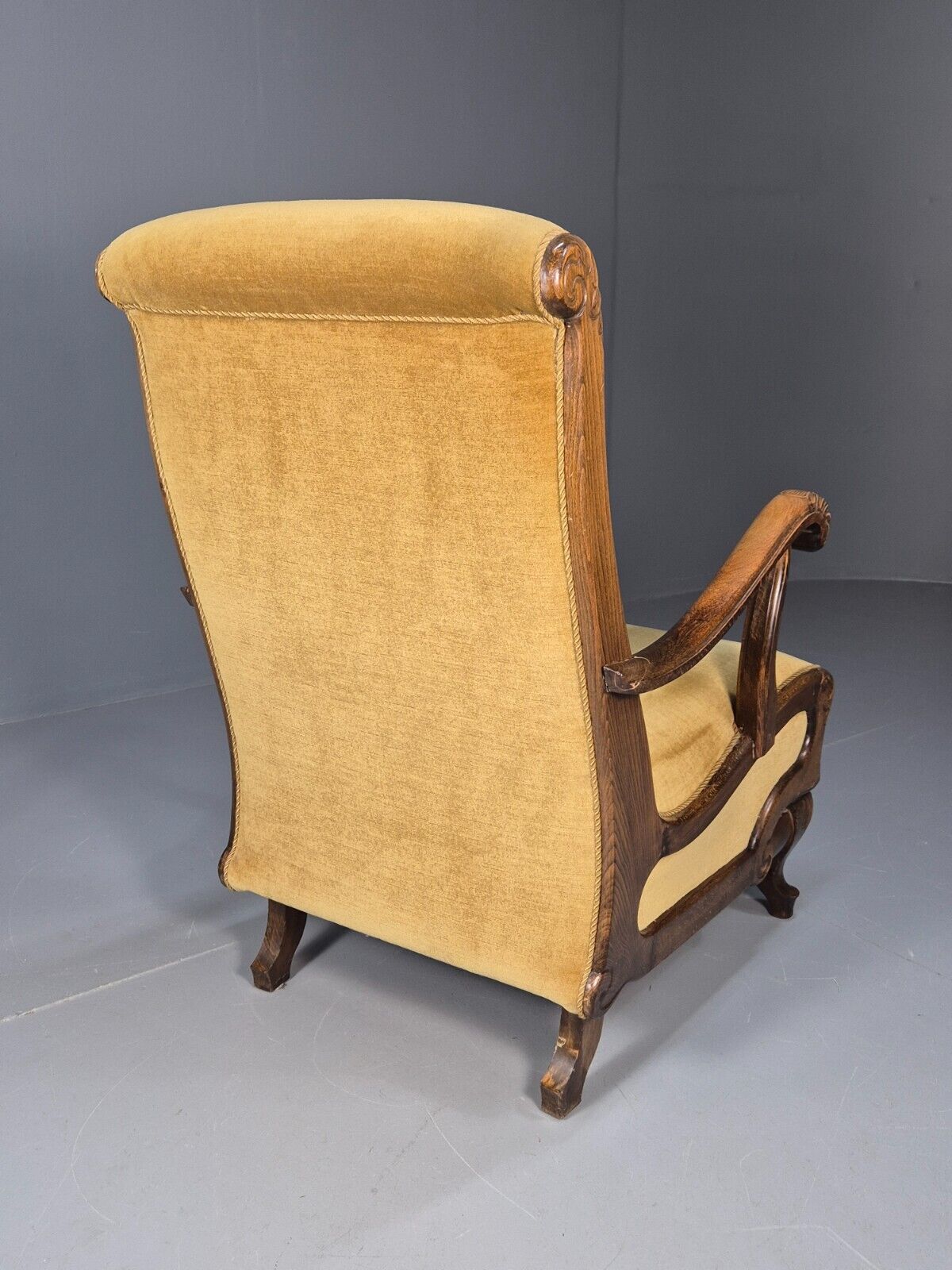 Vintage Danish Rocking Chair Beech and Gold Velour 1940s Retro EB9054 VCLO - UKDK FURNITURE