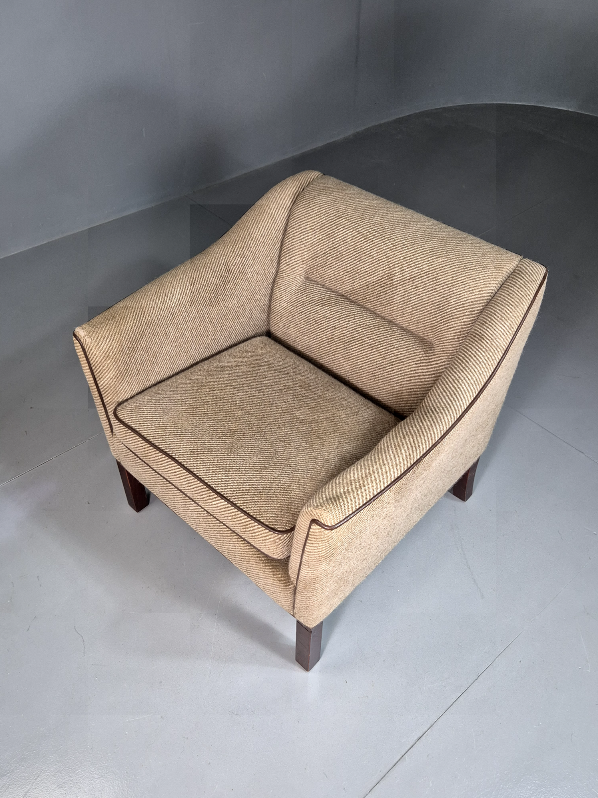 Vintage Danish Lounge Chair Brown Cream Wool 1980s Retro MCM EB7330 MNOR - UKDK FURNITURE