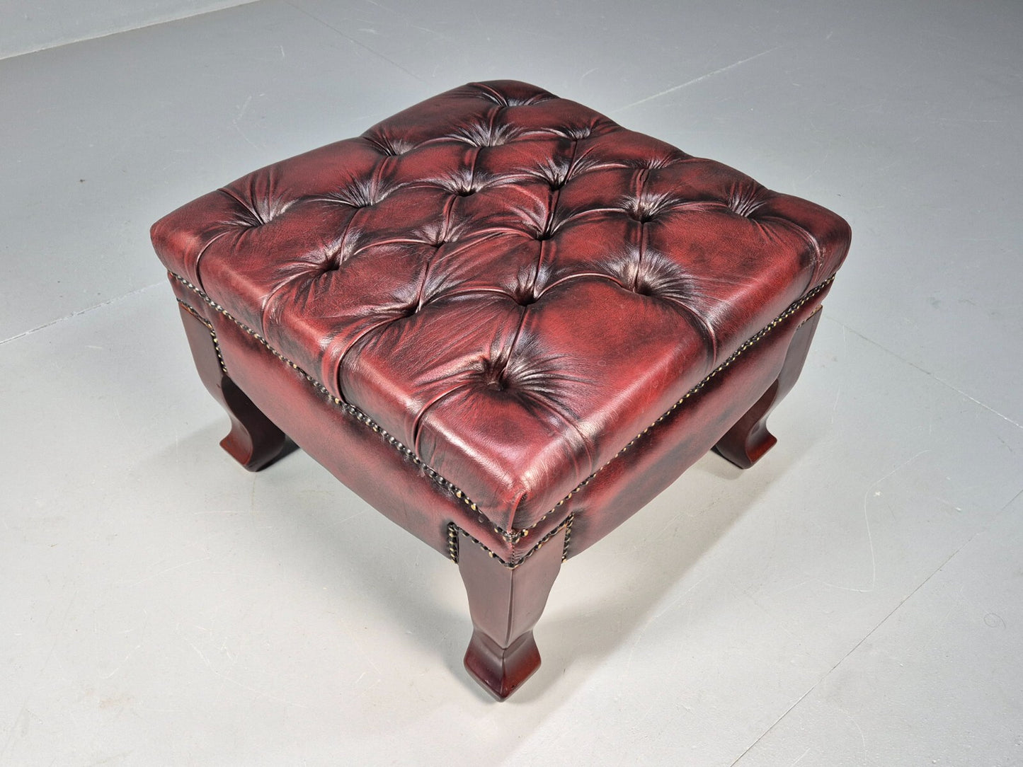 Vintage Oxblood Chesterfield Footstool Danish Retro Antique Style EB9665 MFOO - UKDK FURNITURE