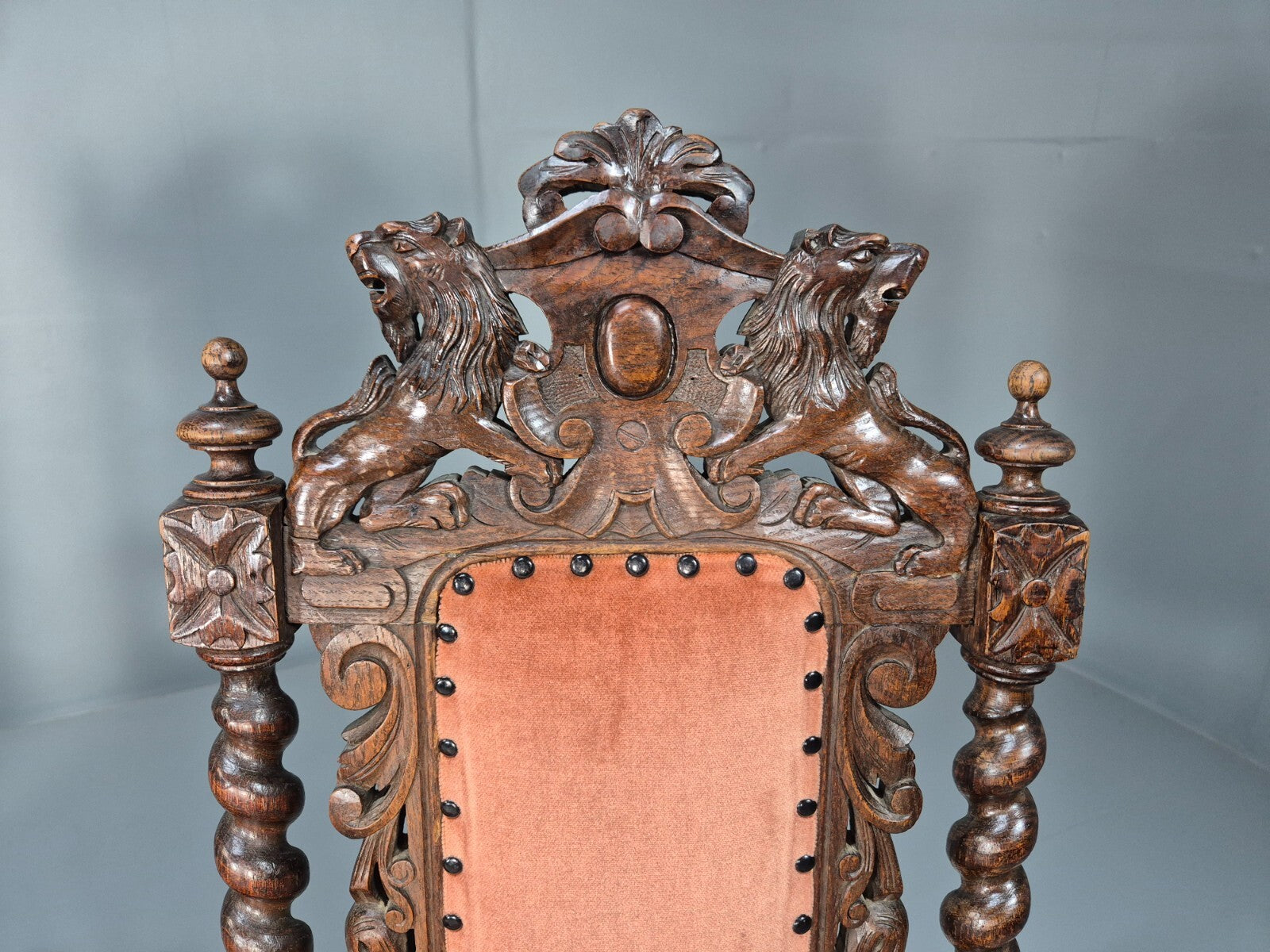 4 Vintage Antique Oak Dining Chairs Barley Twist Baroque 1900s EB9220 VCAR - UKDK FURNITURE