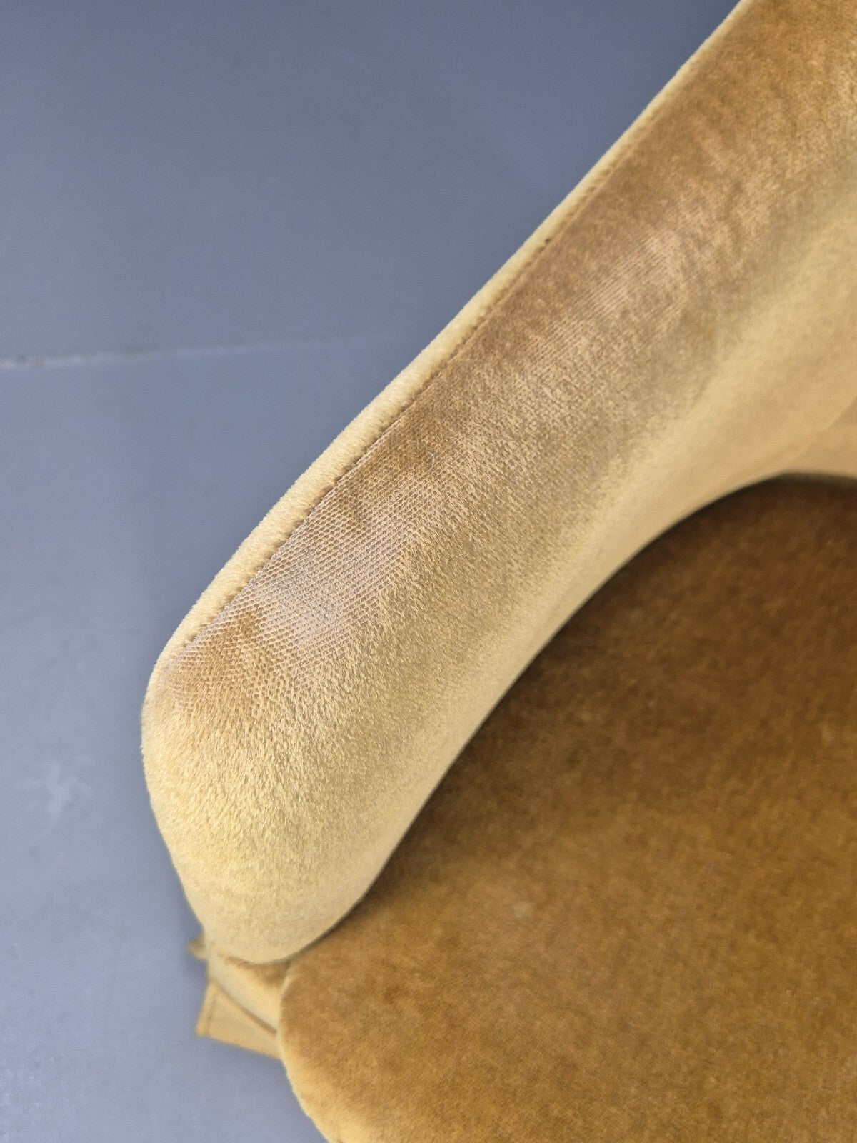 Vintage Danish Gold Velour Tub Chair Deco Stylings Skirted 1980s EB9007 VCLO - UKDK FURNITURE