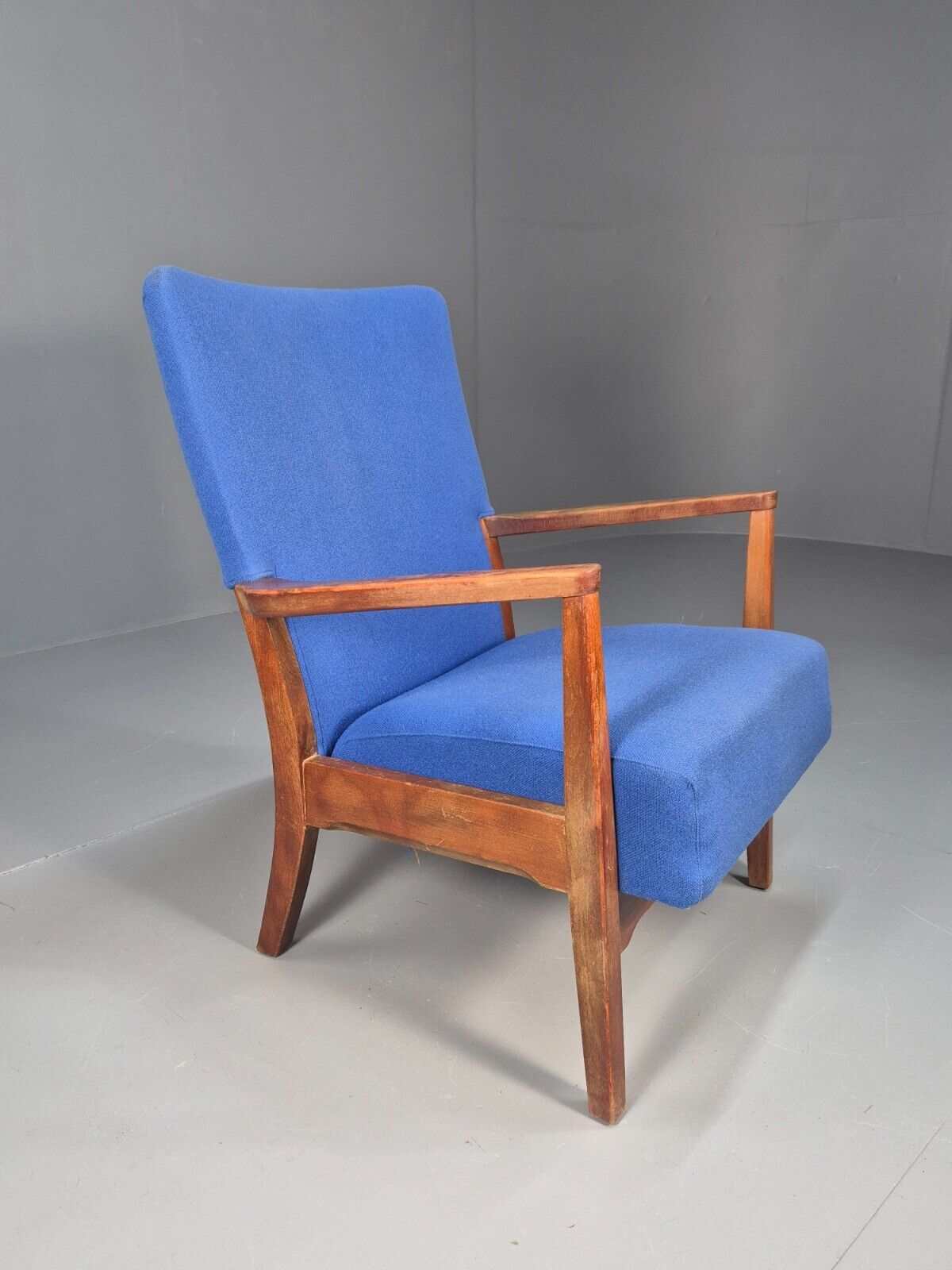 Vintage Danish Lounge Chair Blue Beech Frame Vamo 1950s Retro MCM EB8771 MNOR - UKDK FURNITURE
