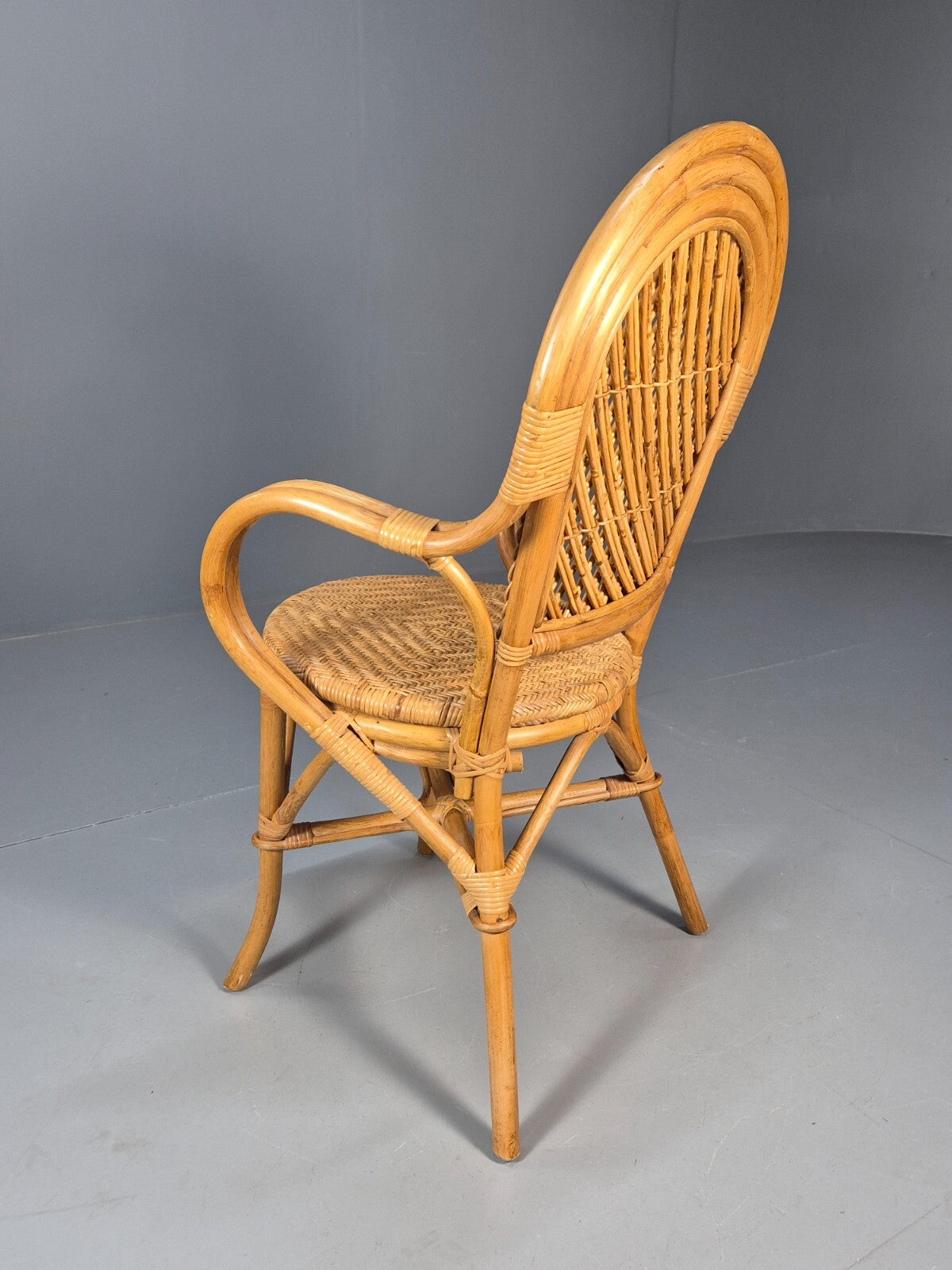 Vintage Cane Rattan Armchair 1980s Retro EB9685 VBER - UKDK FURNITURE