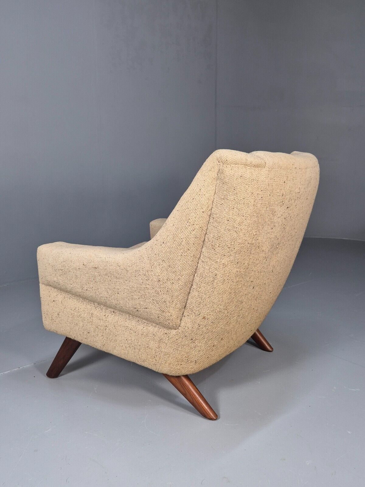 Midcentury Danish Arm Chair Oatmeal Wool Fabric Vintage Seating EB8880 MNOR - UKDK FURNITURE