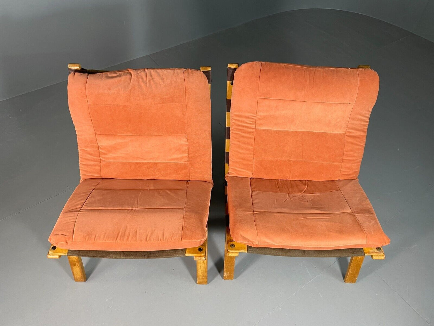 2 Vintage Danish Lounge Chairs Salmon Bentwood Farstrup Retro MCM EB6636 MNOR - UKDK FURNITURE