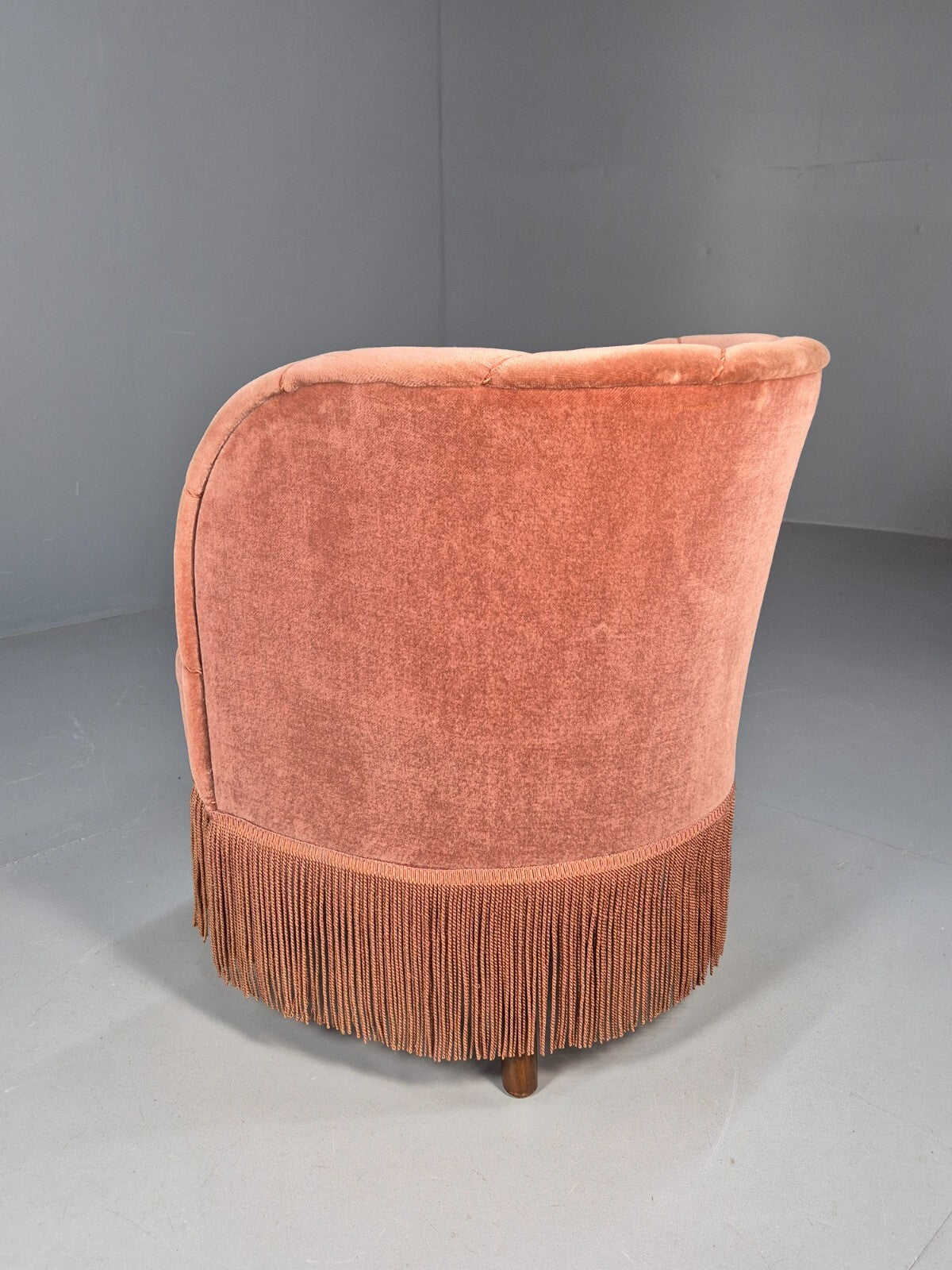 Vintage Pink Art Deco Tub Chair Danish 1930s Tassels EB9619 VCLO - UKDK FURNITURE