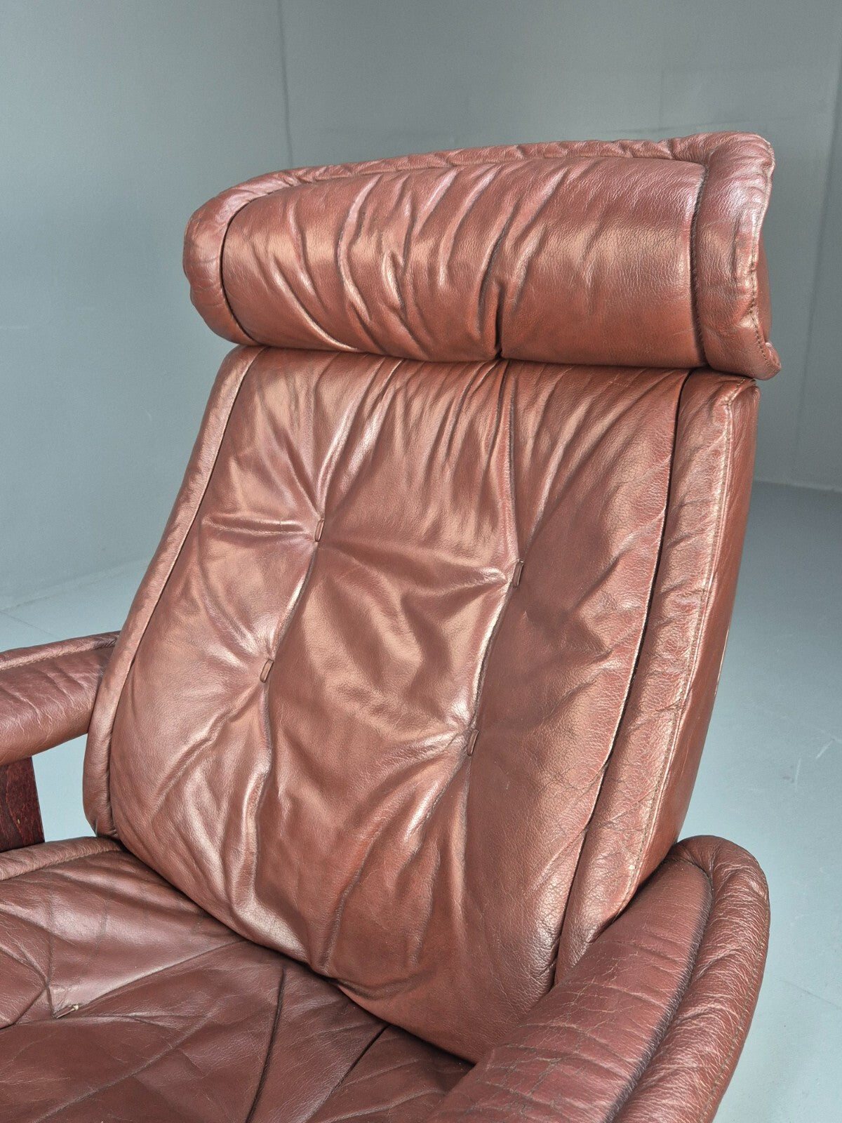Brown Leather Ekorness Stressless Swivel Reclining Chair Vintage EB9279 MSWI - UKDK FURNITURE