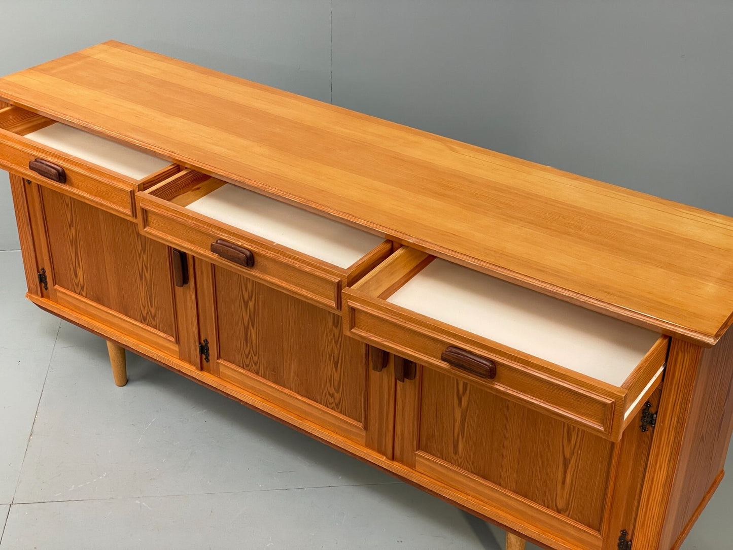 Vintage Pine Sideboard With Teak Handles Retro Unique Design EB9427 MWOO - UKDK FURNITURE