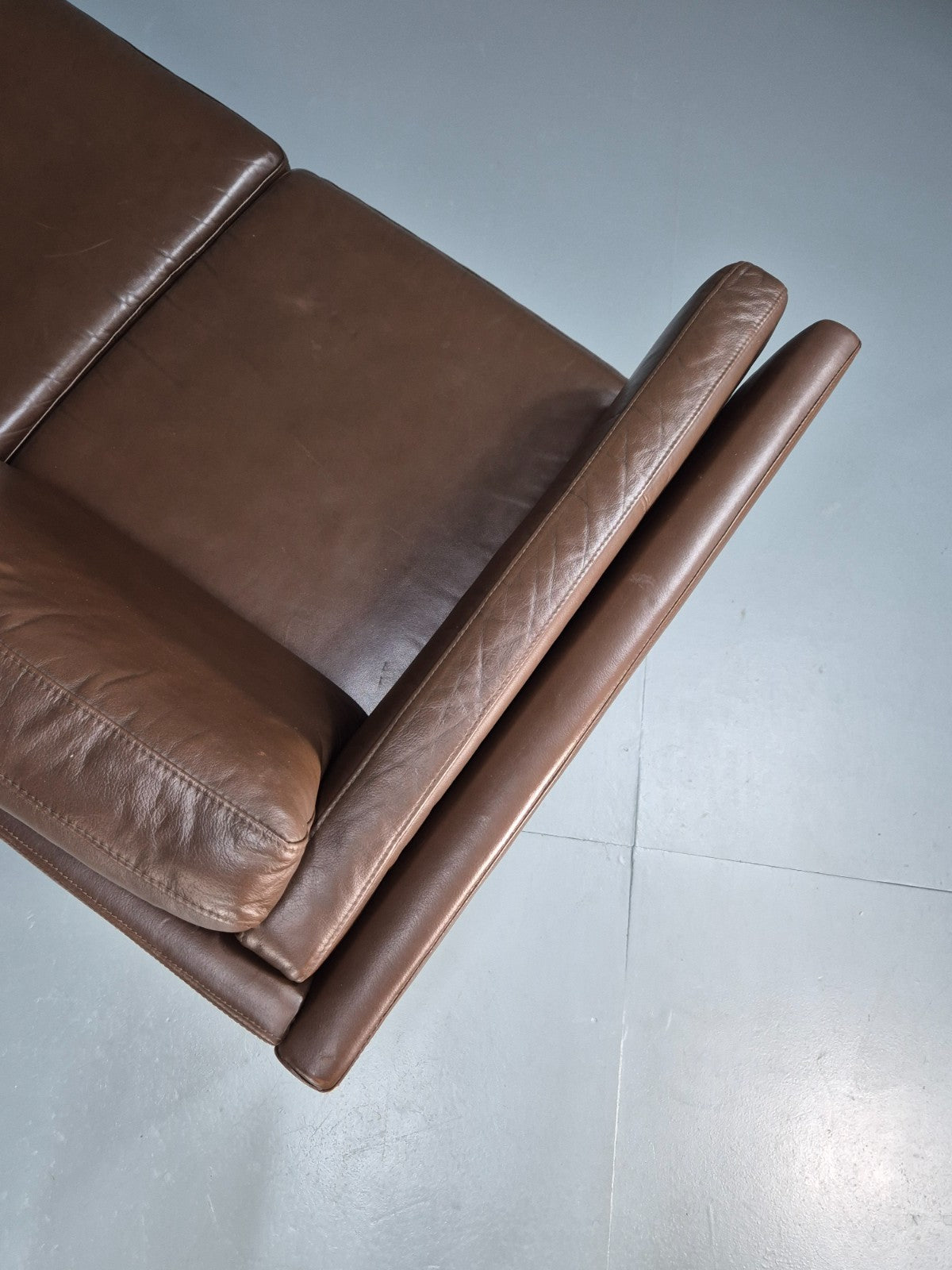 Mid Century Three Seater Sofa Brown Leather Danish Retro 1970s EB10722 M3SS15