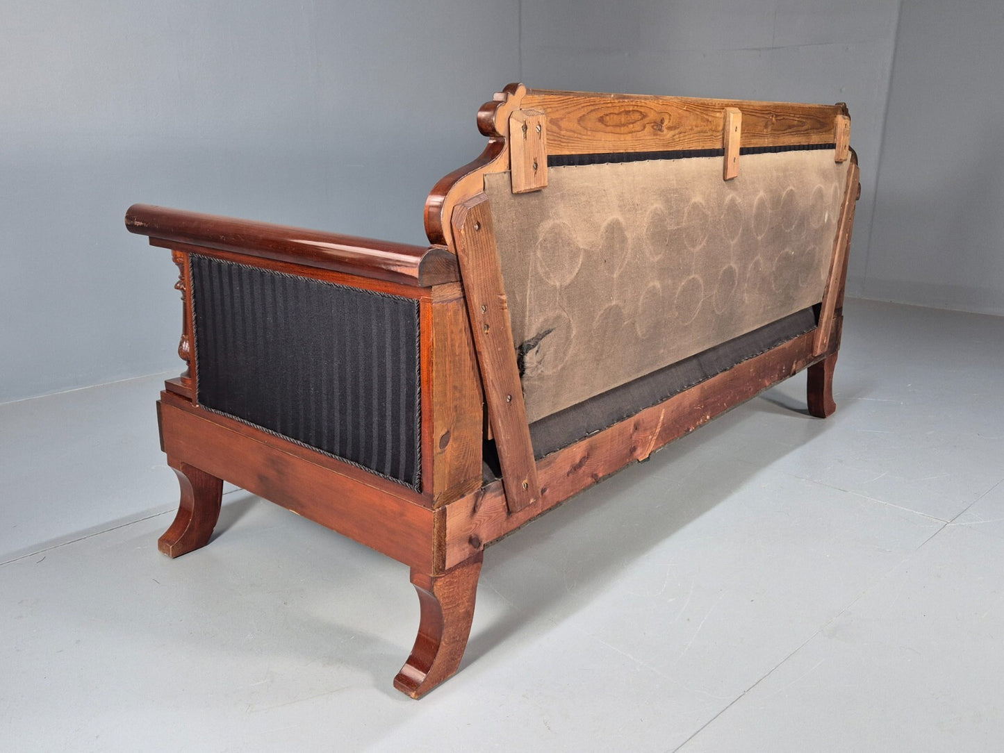 Vintage Scandinavian Biedermeier Mahogany Sofa Charcoal Antique EB9548 V3SS - UKDK FURNITURE