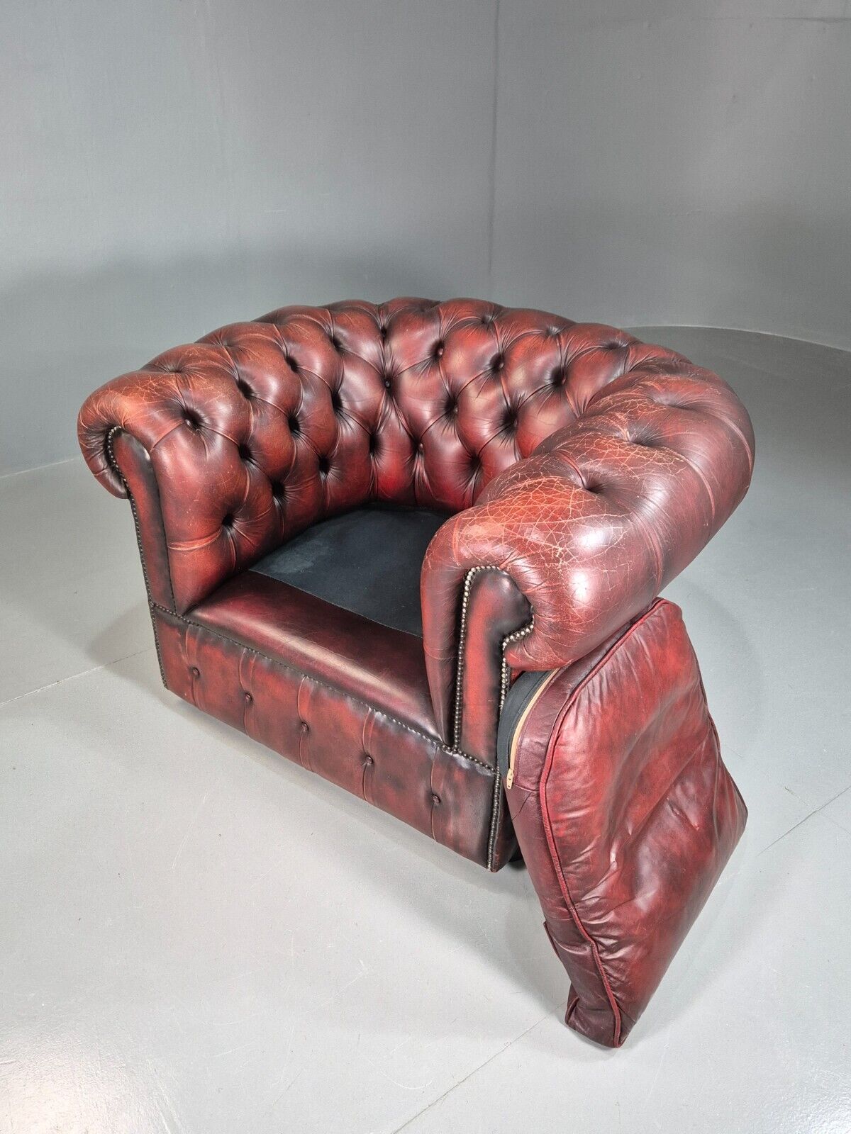 Vintage Chesterfield Chair Red Oxblood Leather 1970s Retro EB7431 VLEA - UKDK FURNITURE