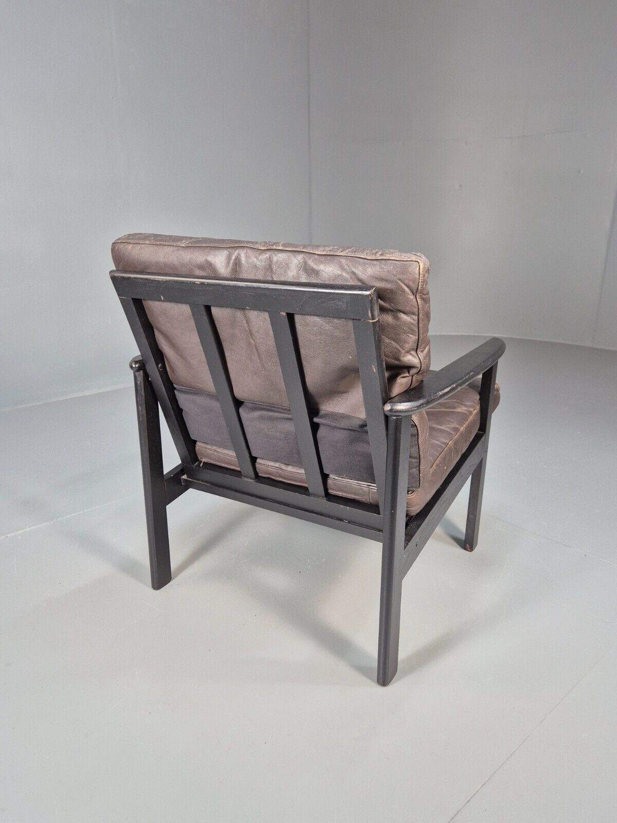 Vintage Danish Lounge Chair Brown Leather Beech Frame 1960s Retro EB8965 MNOR - UKDK FURNITURE