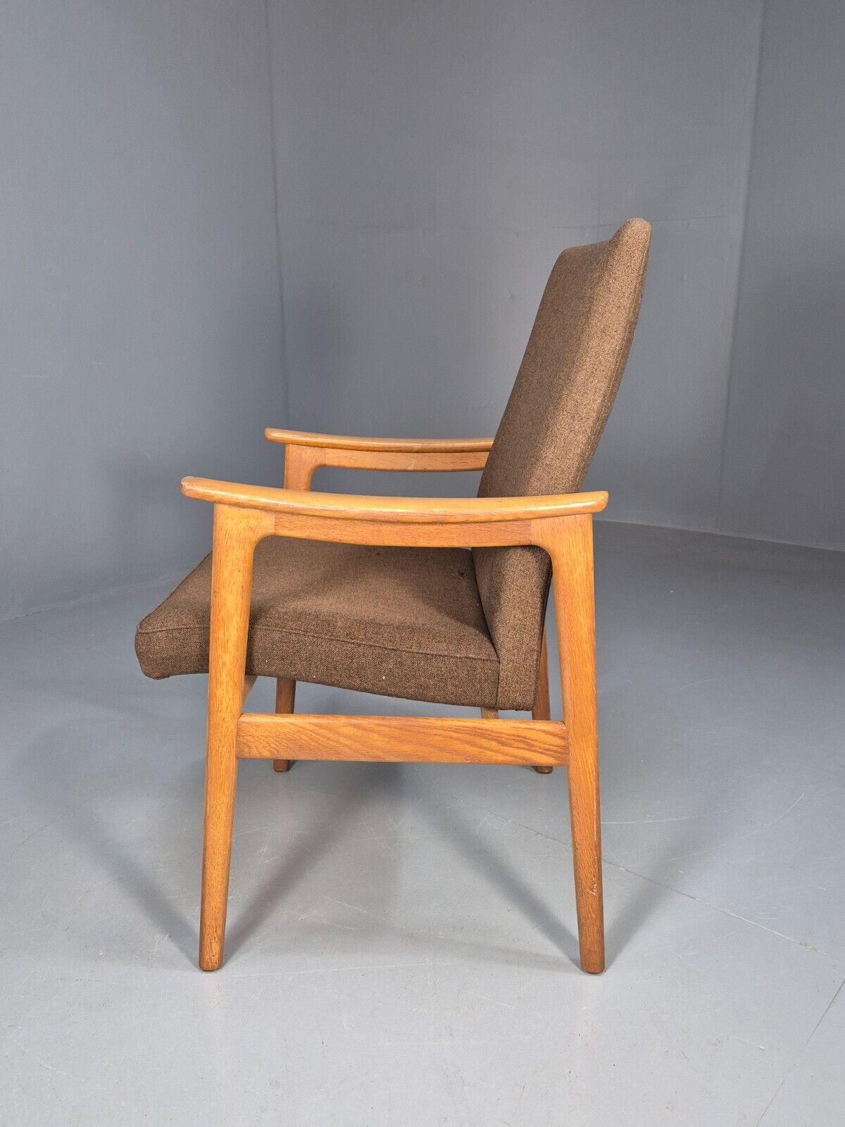 Vintage Danish Elbow Chair Green Wool Oak Frame Hong Stolefabrik MCM EB8485 MDIN - UKDK FURNITURE