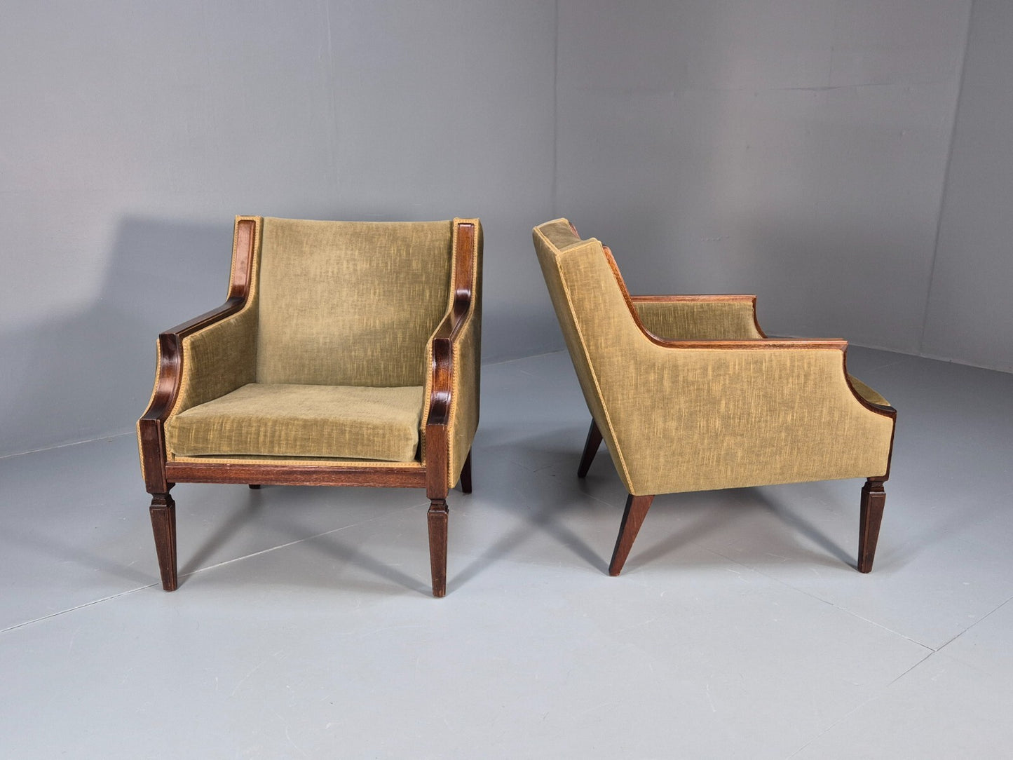 2 Vintage Danish Classical Lounge Chairs 1960s Retro Georgian Style EB9655 VCLO - UKDK FURNITURE