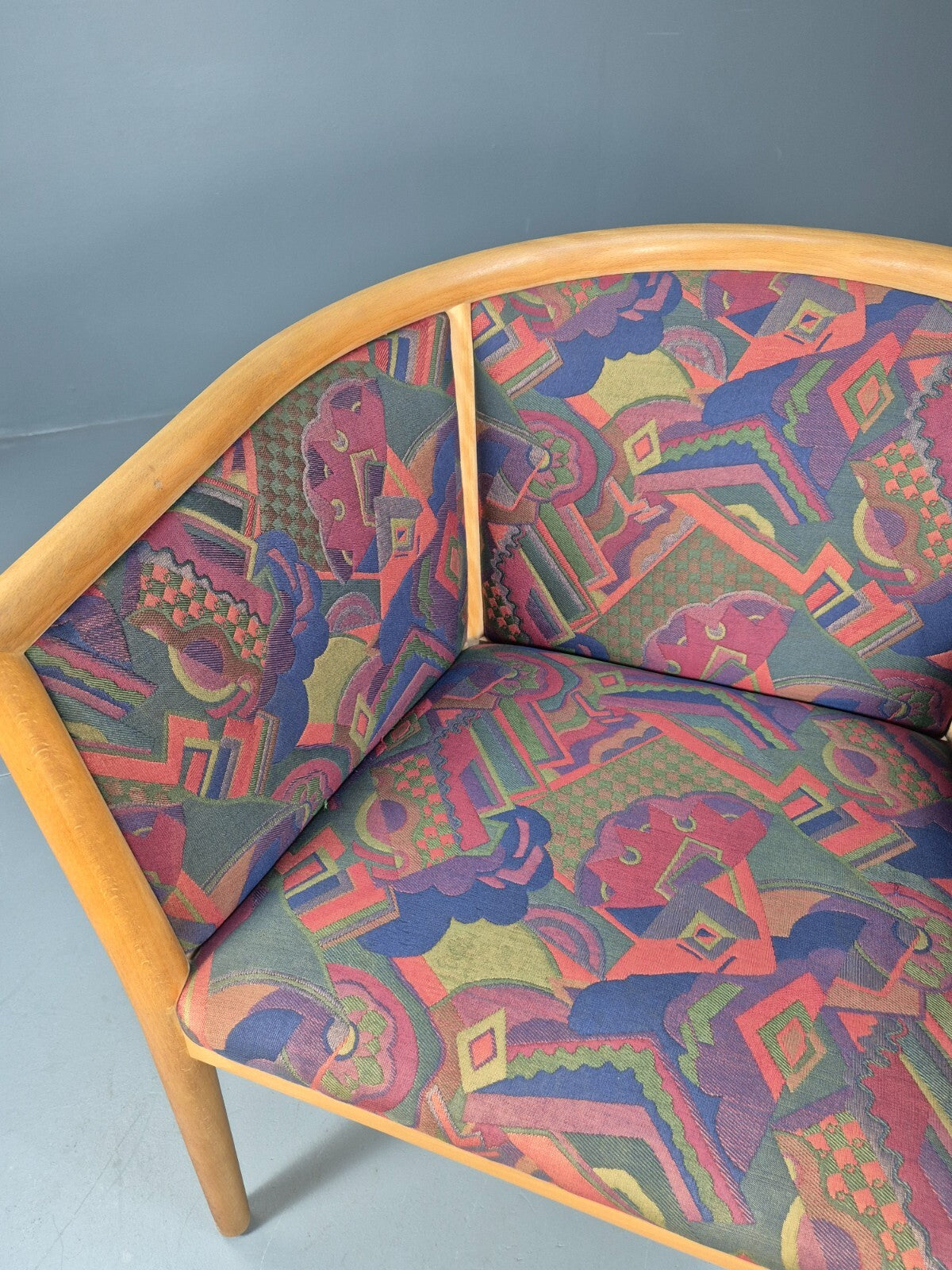 Vintage Danish Tub Chair 1980s Upholstery Beech Frame Retro MCM EB9289 MNOR - UKDK FURNITURE