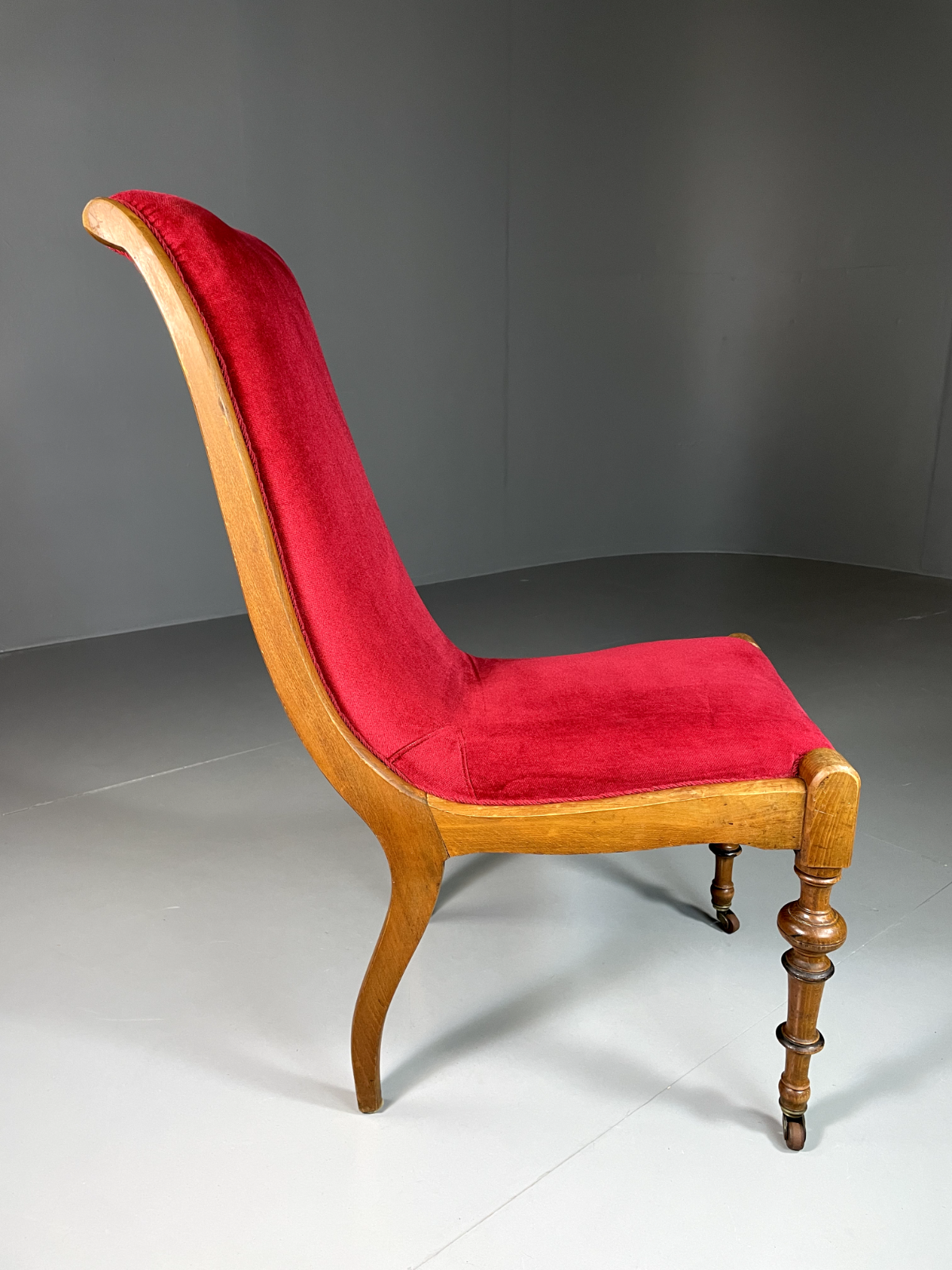 Vintage Danish Slipper Chair, Beech Frame, Antique, Brass Castors EB5727 VDIN - UKDK FURNITURE
