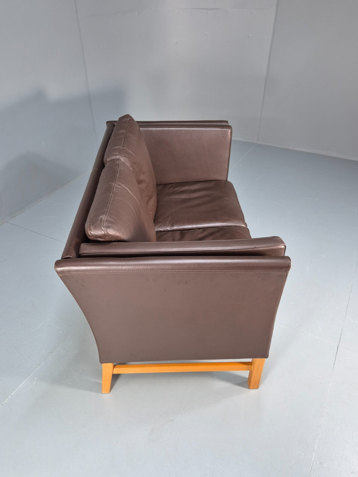 Mid Century Two Seater Sofa Vintage Danish Brown Leather Retro 1970 EB10094 M2SS11