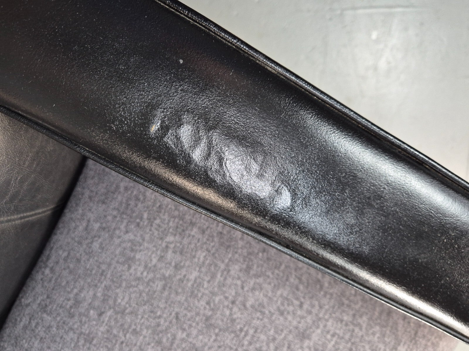 Vintage 3 Seater Sofa Black Leather Teak Frame Futura Mobler Mid Century M3SS - UKDK FURNITURE