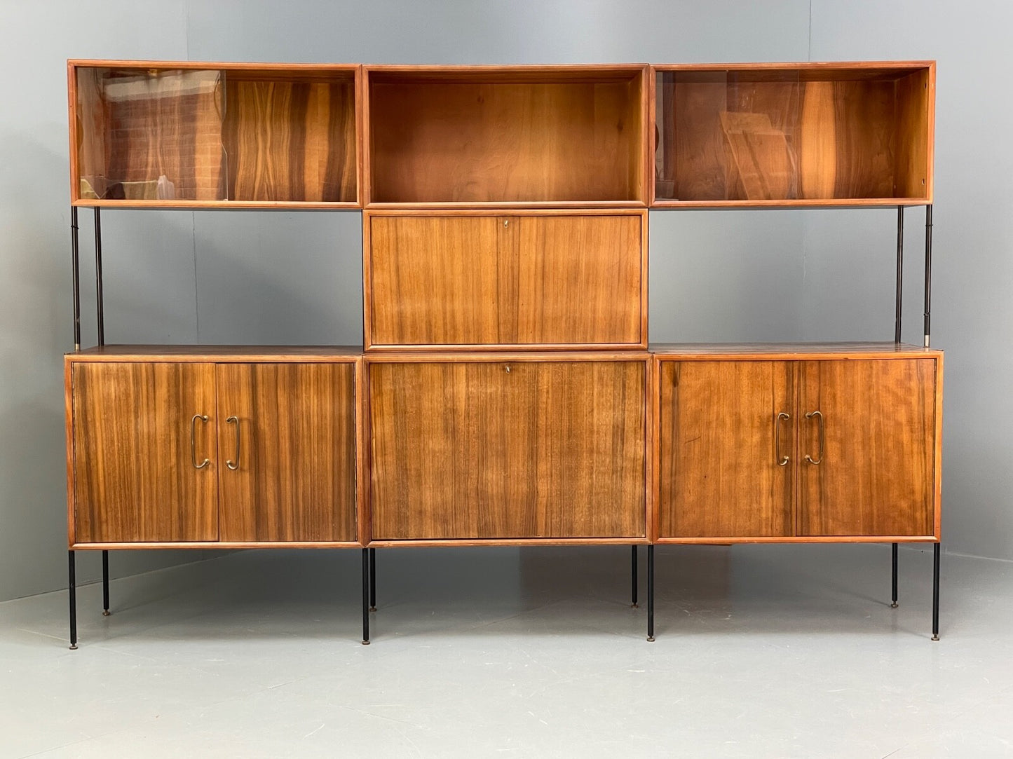 Mid Century Modular Wall Unit By Vanson Walnut 1950s Vintage EB9734 MWOO - UKDK FURNITURE