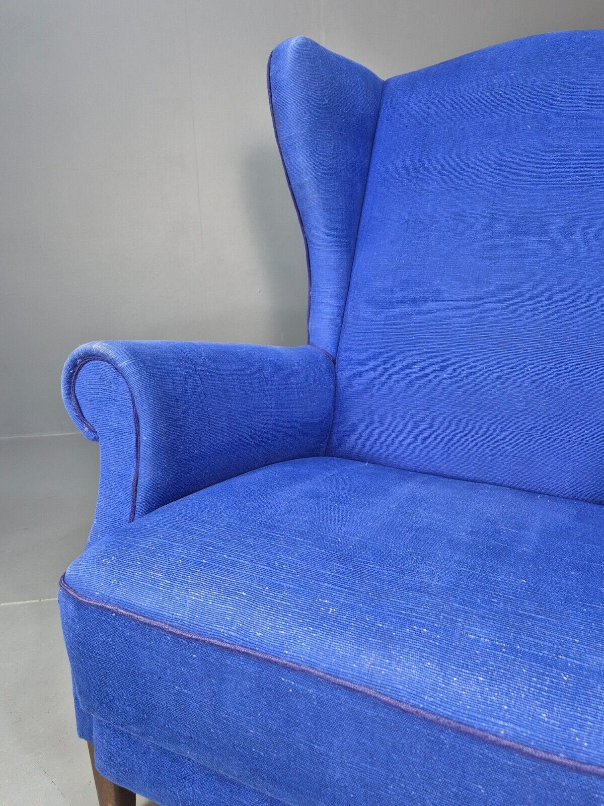 Vintage Danish Wingback Lounge Chair Blue Wool 1960s EB8468 VCLO - UKDK FURNITURE