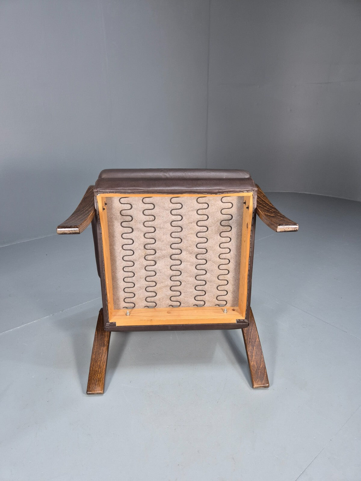 Vintage Danish Brown Leather Lounge Chair Bentwood Frame 1970s Retro EB9287 MNOR - UKDK FURNITURE
