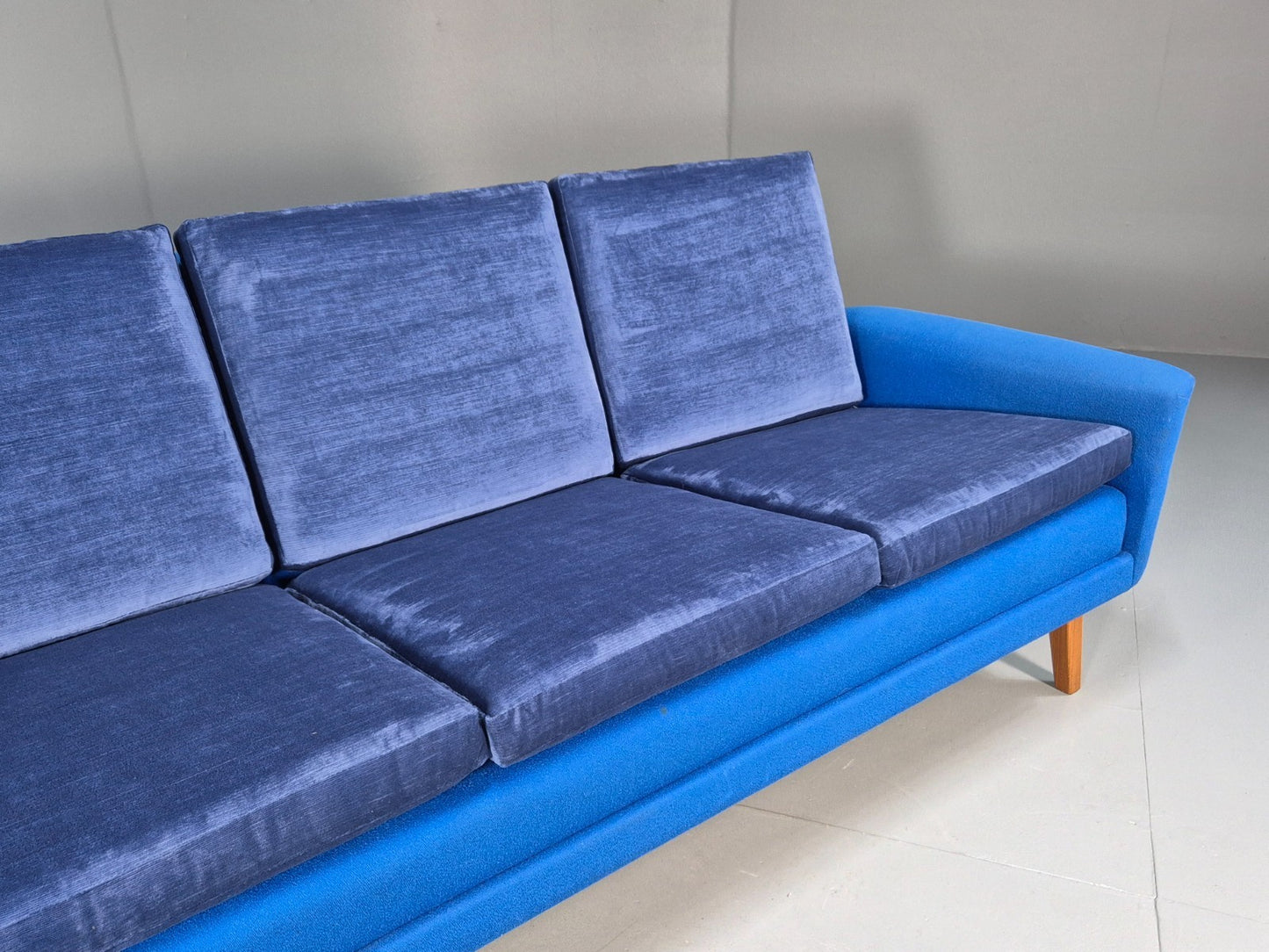 Vintage Folke Ohlsen 3 Seat Sofa Blue New Cushions 1960s Dux Sweden EB9363 M3SS - UKDK FURNITURE
