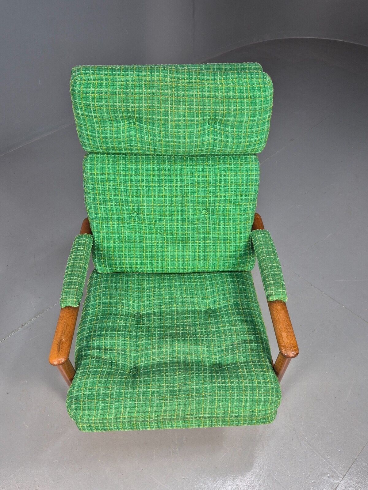 Vintage Danish Lounge Chair Green Wool Beech Frame Retro 1960s MCM EB8502 MNOR - UKDK FURNITURE