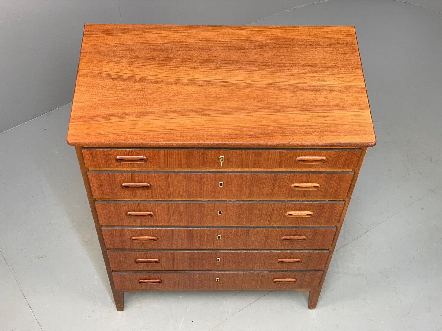 Vintage Danish Teak Chest Of Drawers Solid Handles Mid Century EB9117 MWOO - UKDK FURNITURE