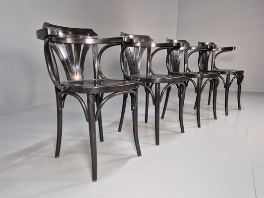 4 Vintage Bistro Chairs Black Thonet Style Czech Built Retro EB8859 VDIN - UKDK FURNITURE