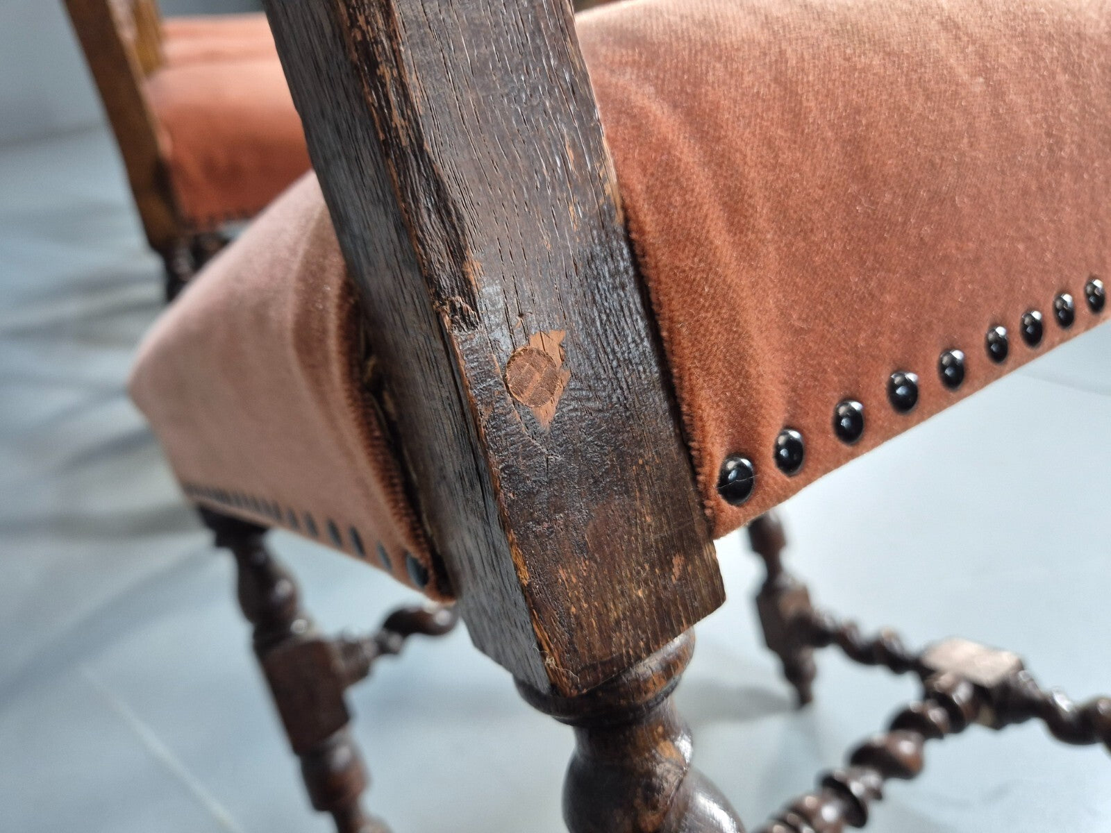 4 Vintage Antique Oak Dining Chairs Barley Twist Baroque 1900s EB9220 VCAR - UKDK FURNITURE