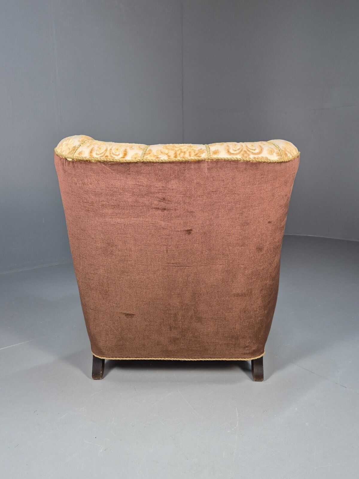 Vintage Danish Lounge Chair Oranges and browns Carved Wood 1950s EB8931 VCLO - UKDK FURNITURE